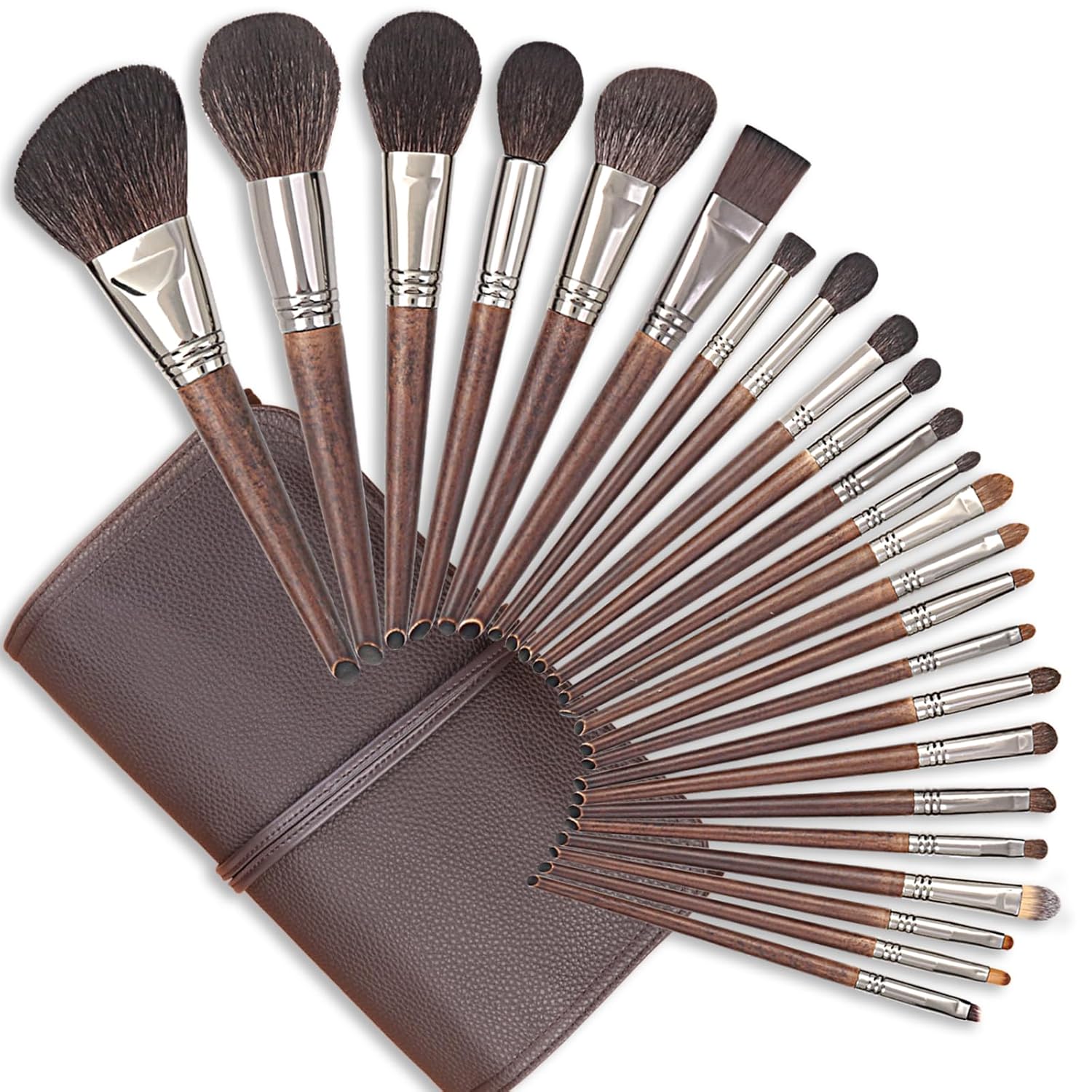 Deluxe Natural Goat Hair Makeup Brush Set with Case, Luxury ENZO KEN Cosmetic Brushes Makeup Set, Natural Makeup Brushes, Natural Bristle Makeup Brushes, Natural Hair Makeup Brushes Set Professional.