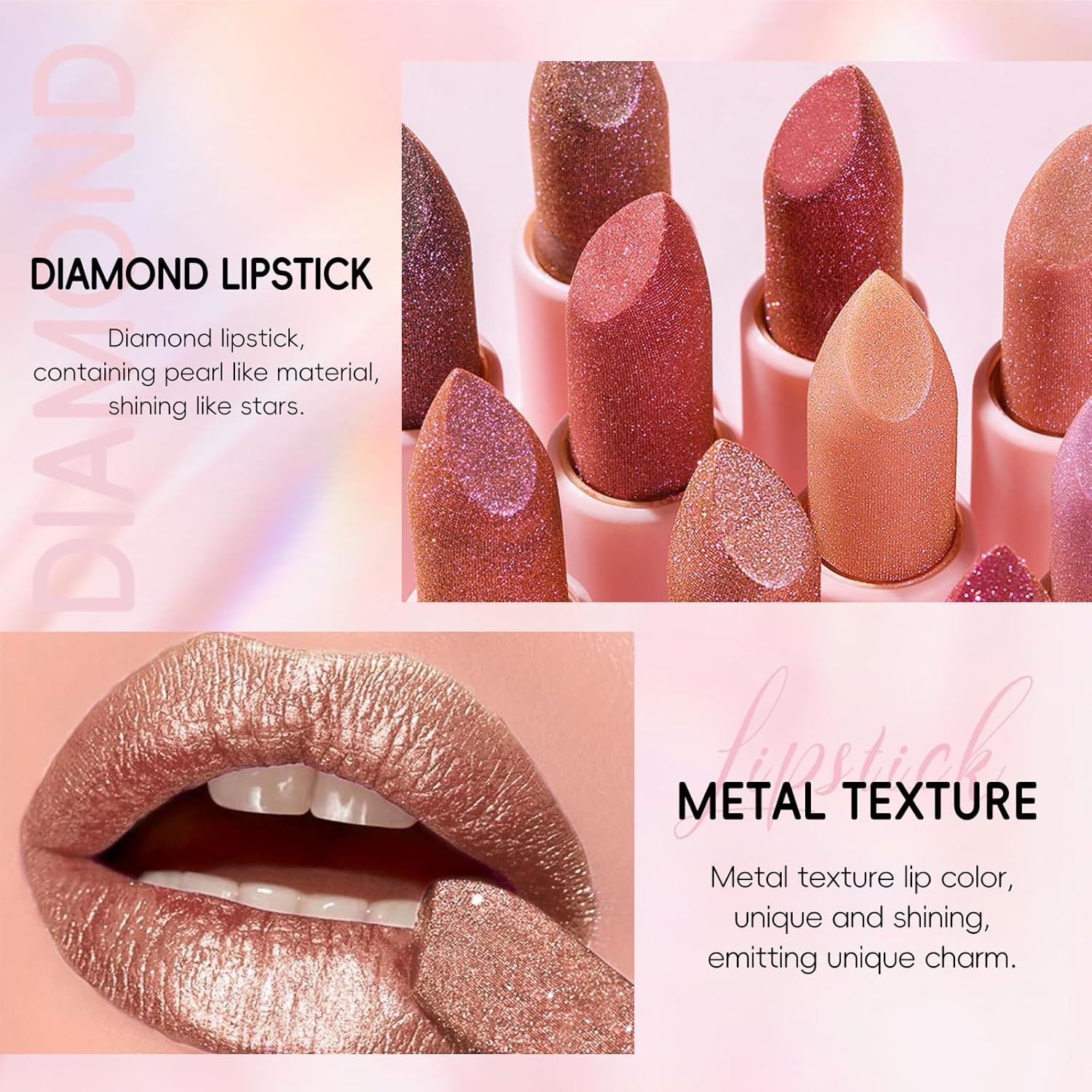 Metallic Brown Lipstick 6g Creamy Glitter Long Lasting Transfer Proof - Image 4