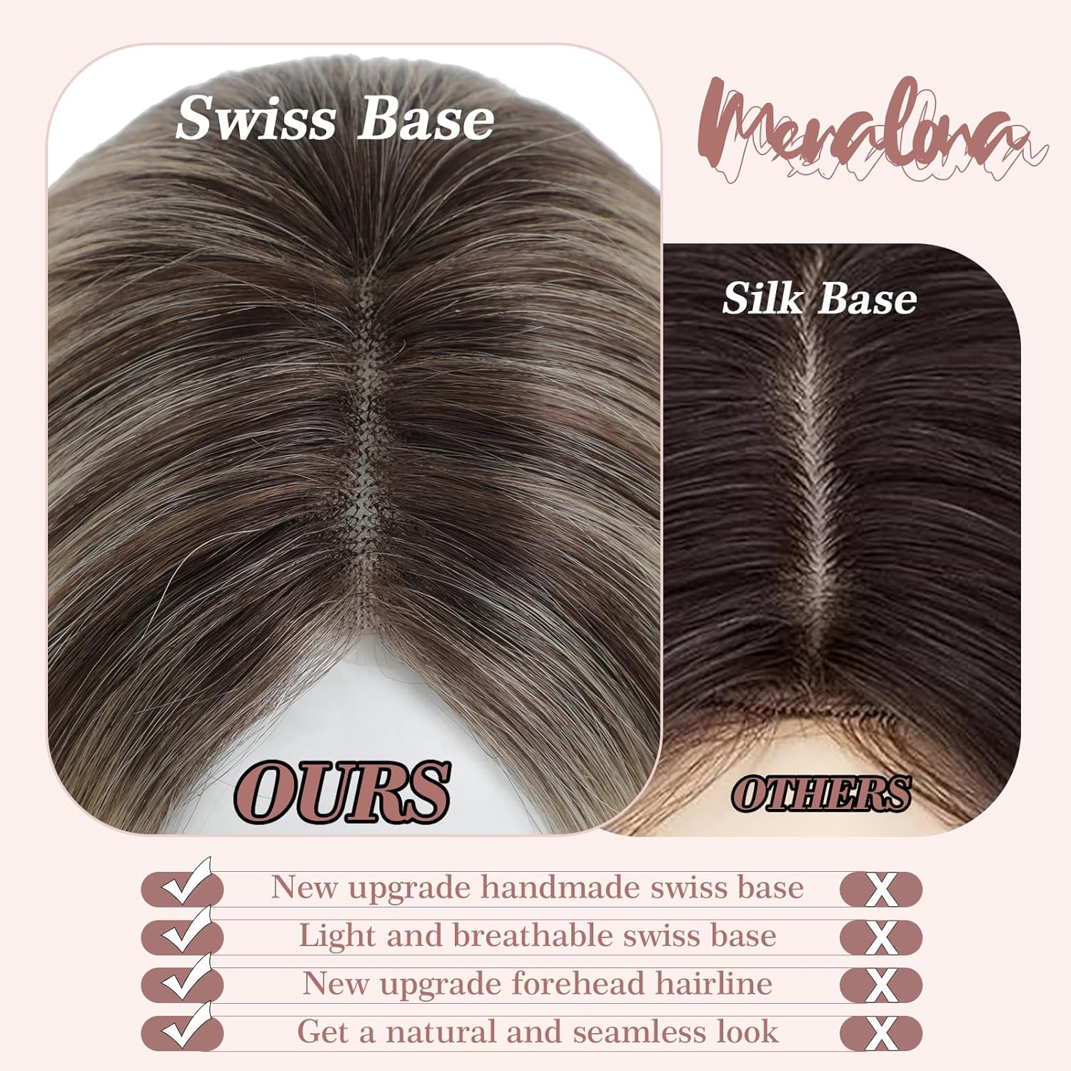 12 Inch Human Hair Toppers for Women No Bangs Upgrade Swiss Base Real Human Hair Toppers for Women with Thinning Hair - Image 3