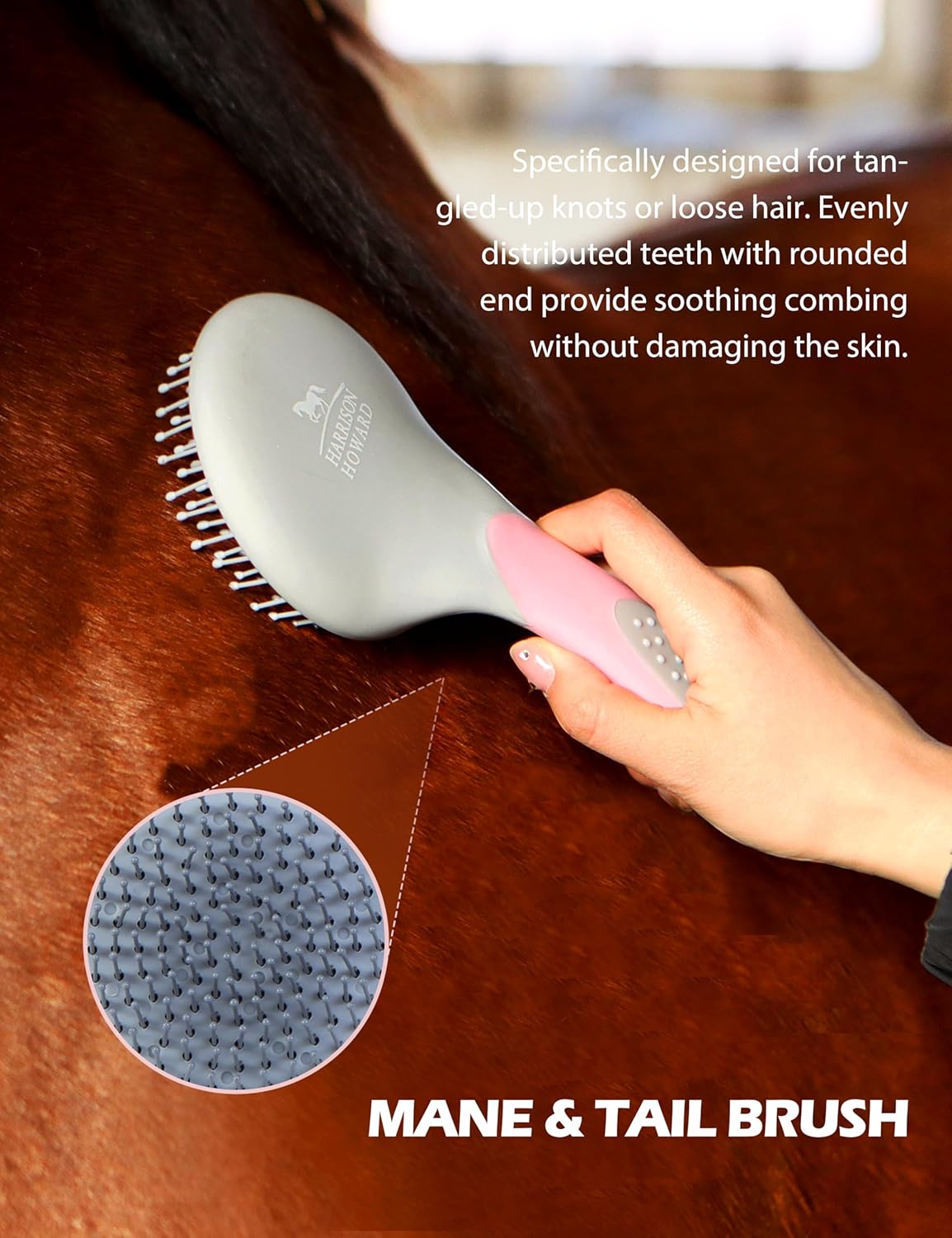 Harrison Howard Horse Grooming Kit 9-Piece Equine Care Series Horse Brush Sets with Organizer Tote Bag Pink - Image 7