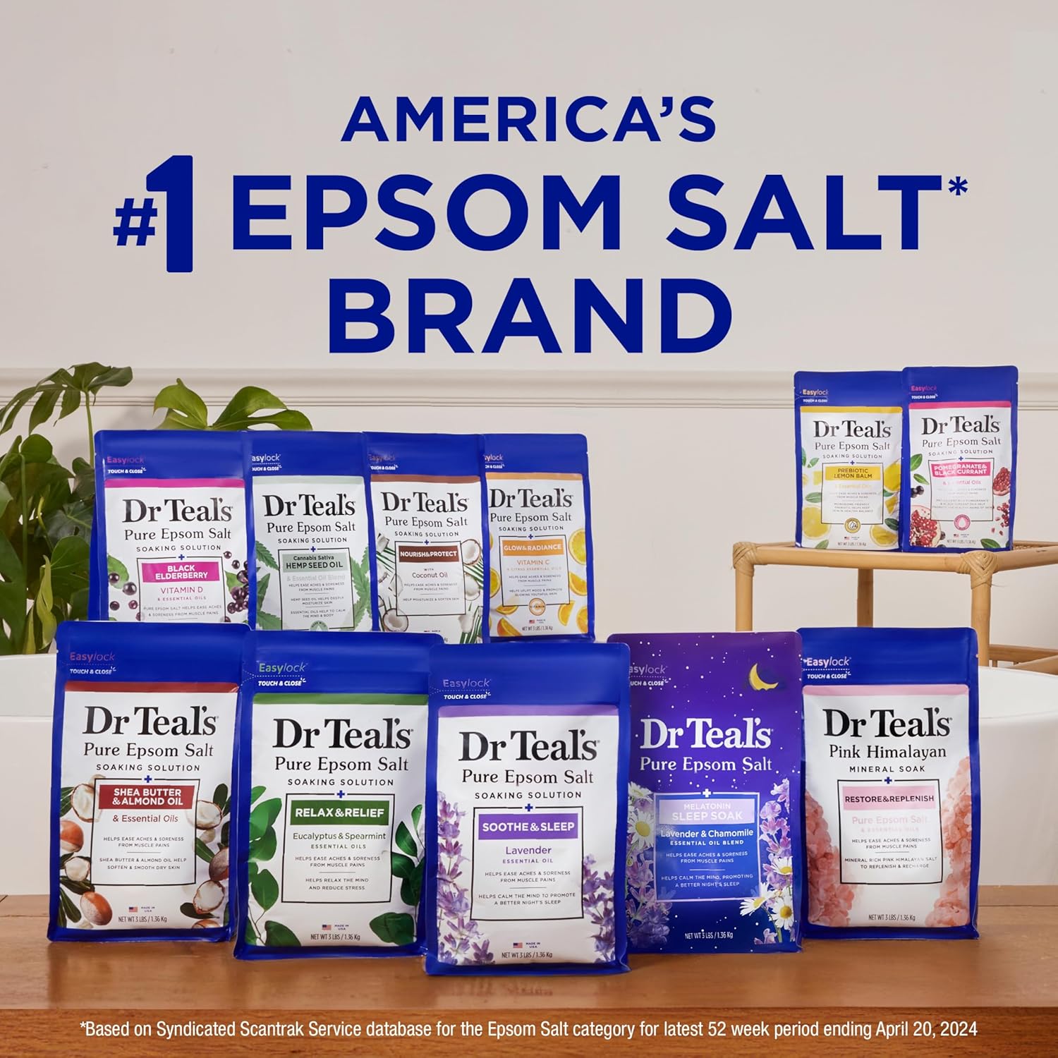 Dr Teal's Lavender Essential Oil Epsom Salt and Foaming Bath Sampler Set, 2 Piece, Off White - Image 4