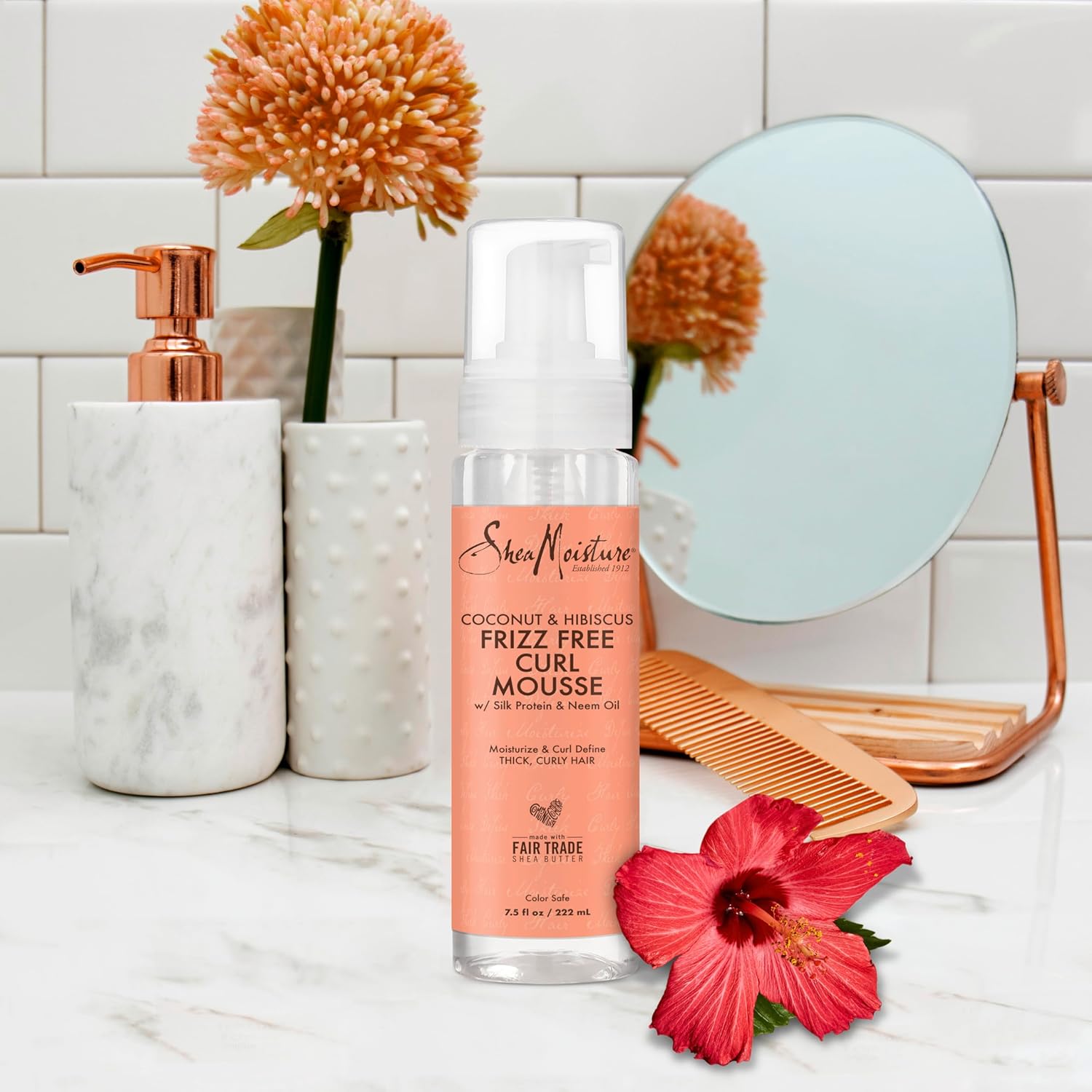 Shea Moisture Coconut Hibiscus Curl Mousse for Frizz Control Styling 7.5 oz - Image 3