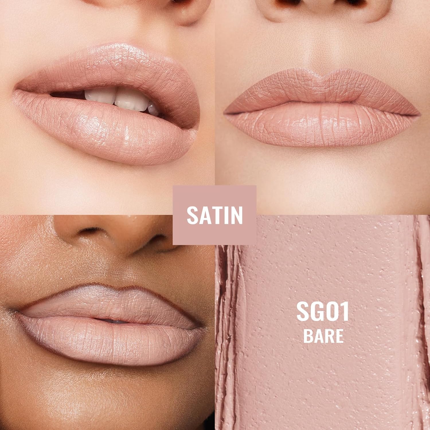 Oulac Beige Lipsticks for Women, Pale Nude Matte Lip Base, Full Coverage Lip Color, Satin Matte Finish, Cream Texture, Hydrating, Infused with Hyaluronic Acid, Vegan & Clean Beauty 4g SG01 Bare - Image 3