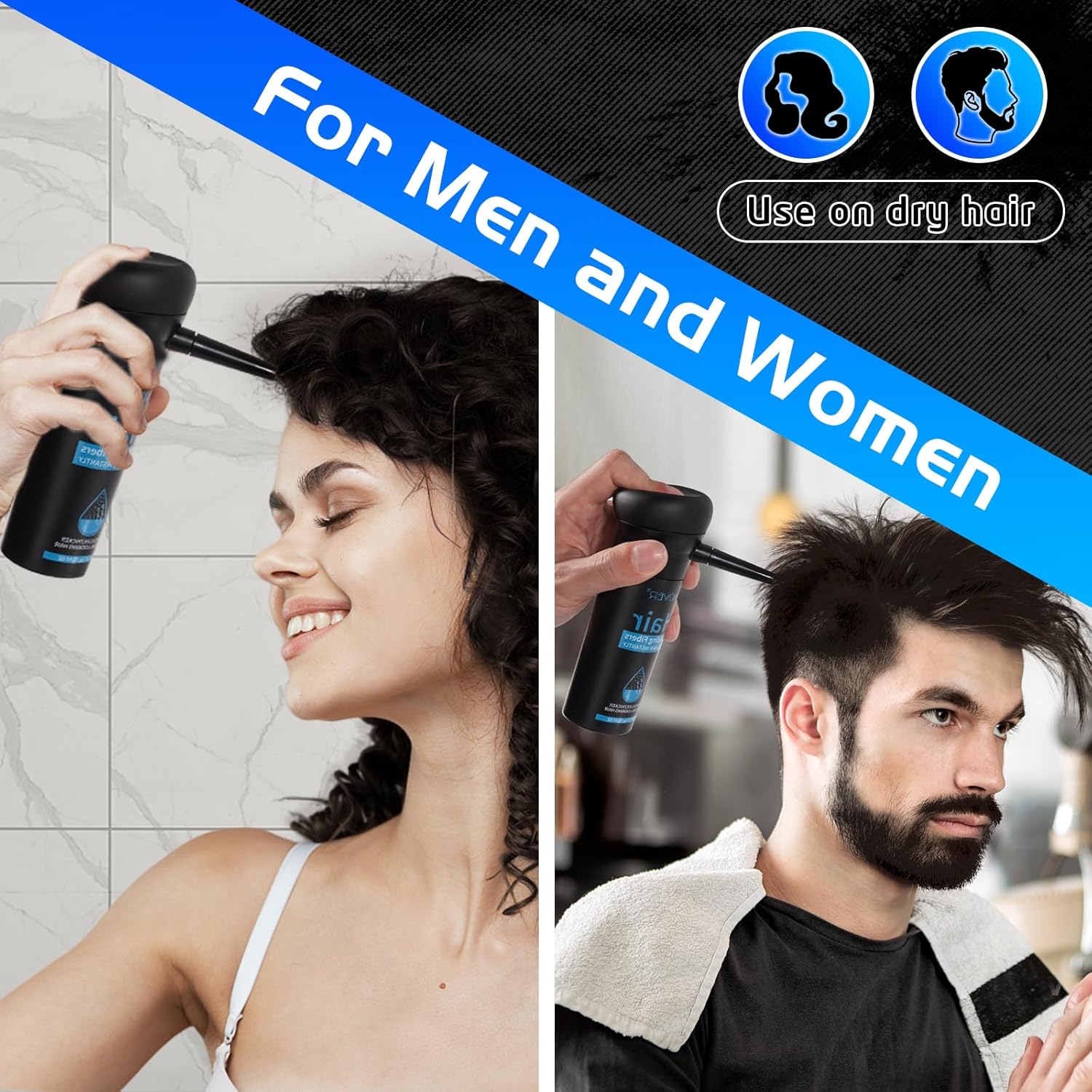 ALIVER Hair Fibers for Thinning Hair for Women & Men, Extra Spray Applicator, Black, 27.5 Gr Hair Powder Bald Spot Cover Up, Instantly Hair Filler, Undetected & Natural - Image 8