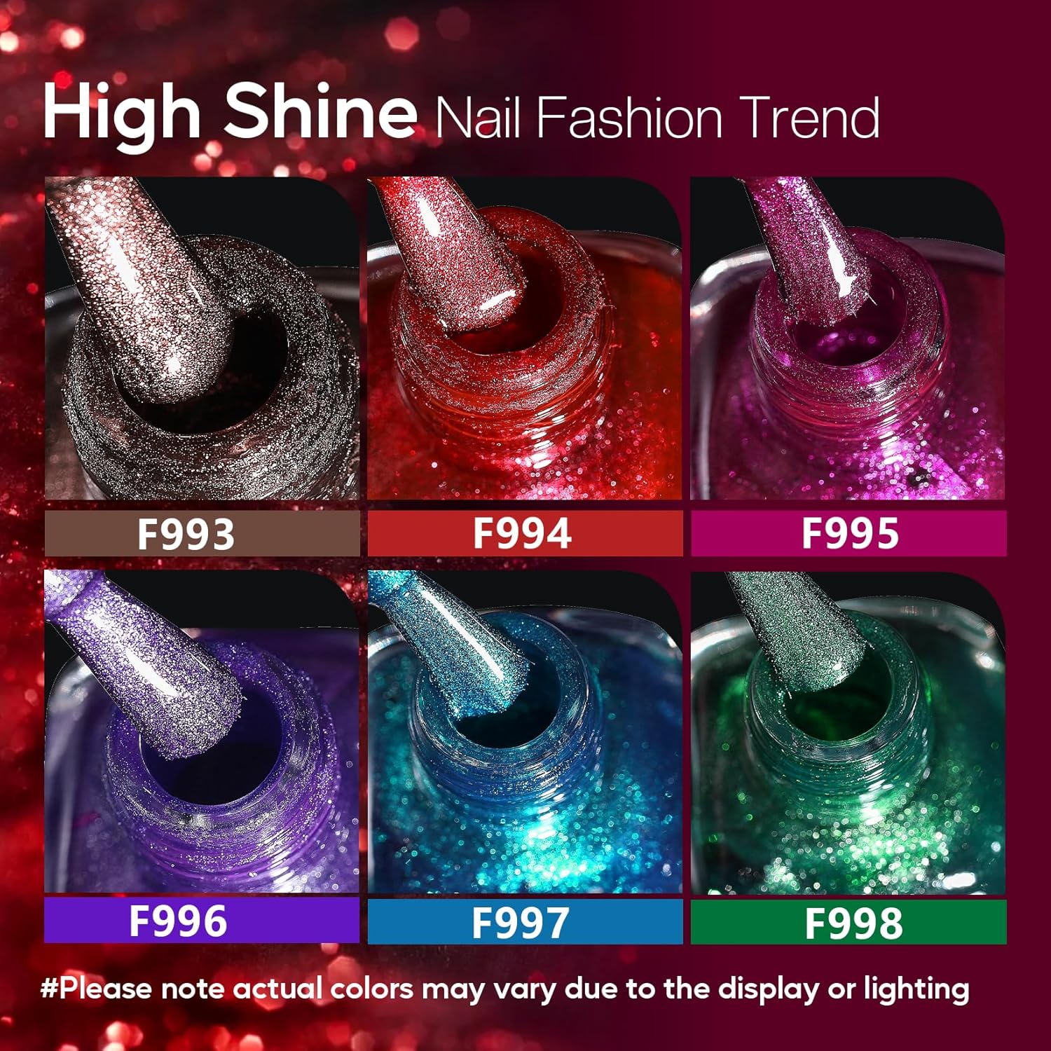 Morovan Magnetic Nail Polish Set:Cat Eye Glitter Red Green Purple Blue Nail Polish Kit Shimmer Quick Dry Nail Polish Bulk for Women Nail Art Manicure Salon Gift Holiday Party - Image 6