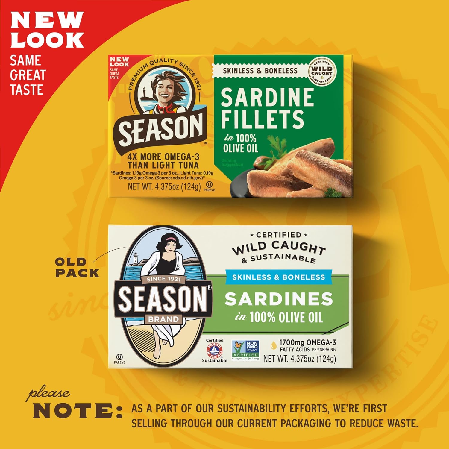 Season Sardines in Olive Oil - Skinless & Boneless, Wild Caught, 22g of Protein, Keto Snacks, More Omega 3's Than Tuna, Kosher, High in Calcium, Canned Sardines - 4.37 Oz Tins, 12-Pack - Image 3
