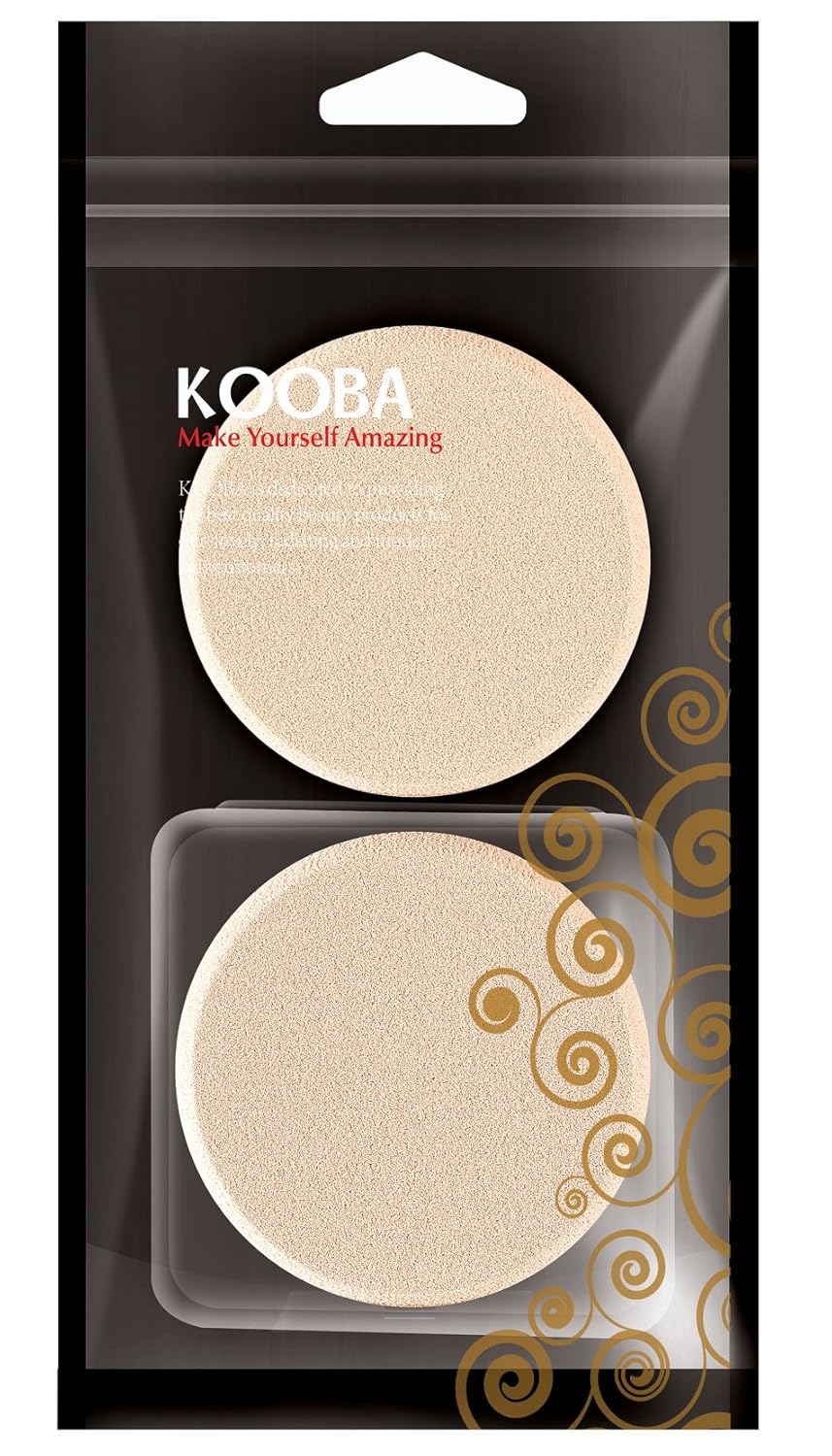 KOOBA 2pcs Round Makeup Sponges with 1 Travel Case, Beauty Face Primer Compact Powder Puff, Blender Sponge Replacement for Cosmetic Flawless Foundation, Sensitive and All Skin Types - Image 3