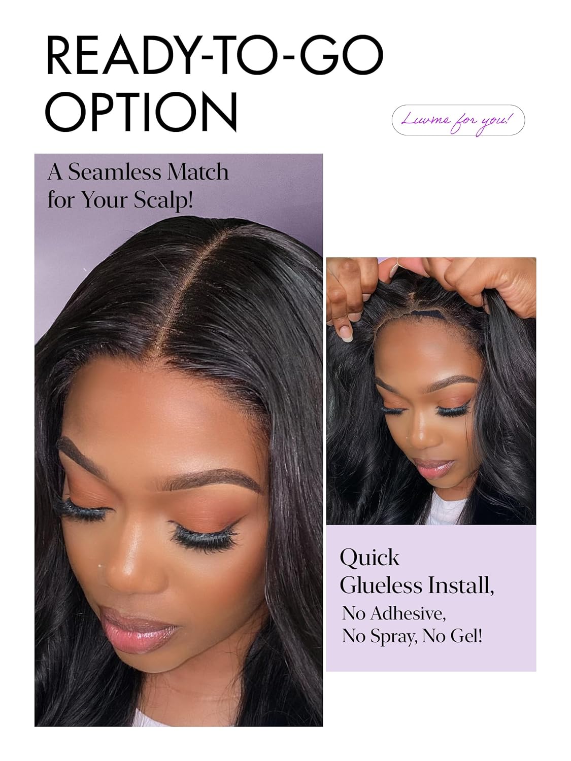 LUVME HAIR All-Day Comfort™ Loose Body Wave 5x5 Lace Front Wigs Human Hair Glueless Wigs Human Hair Pre Plucked Pre Cut Long Black Wig Lace Closure Wigs Frontal Wigs Human Hair - Image 6