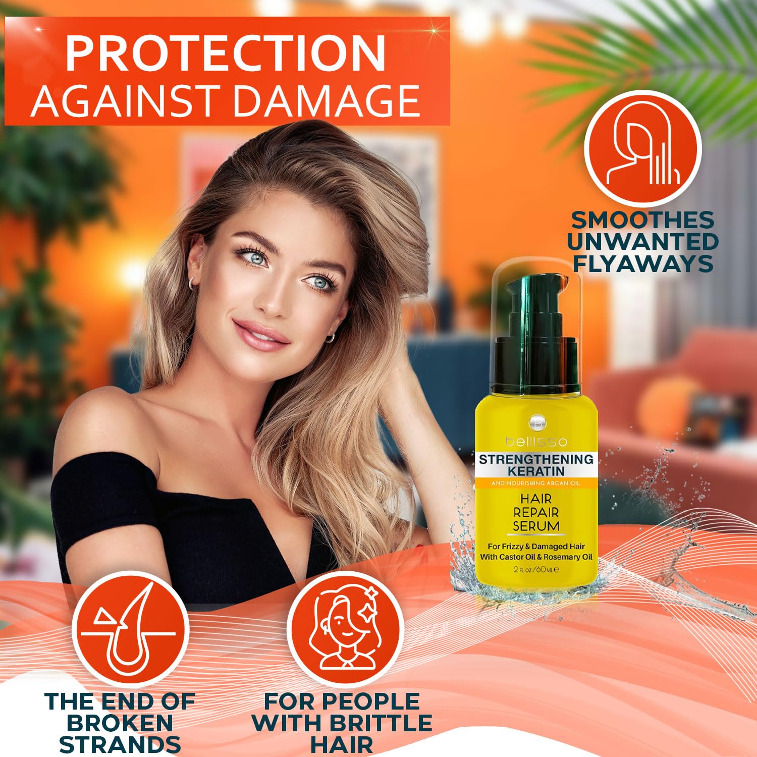 Keratin Hair Serum 4 oz Heat Protection Frizz Control Shine Treatment - Image 3