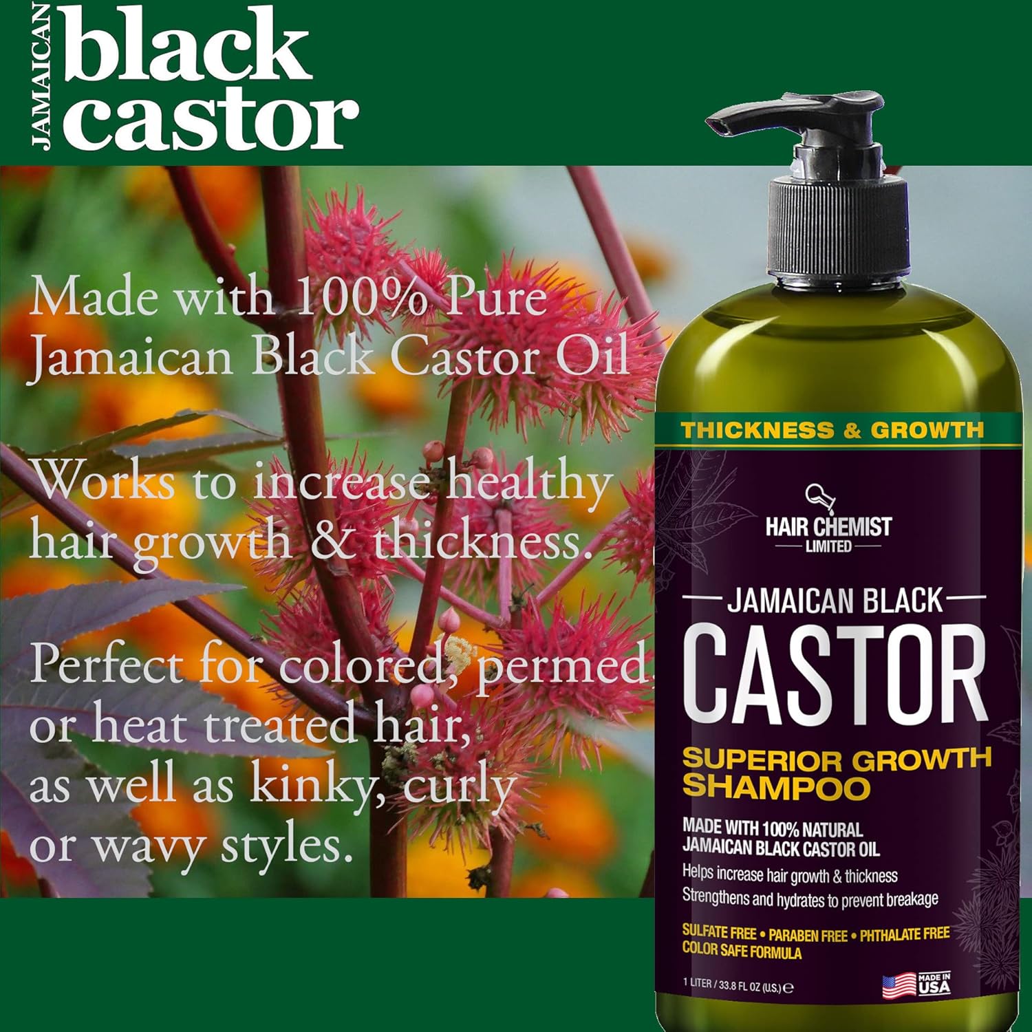 Hair Chemist Superior Growth Jamaican Black Castor Shampoo 33.8 oz. - Sulfate Free Shampoo made with Natural Ingredients - Image 3