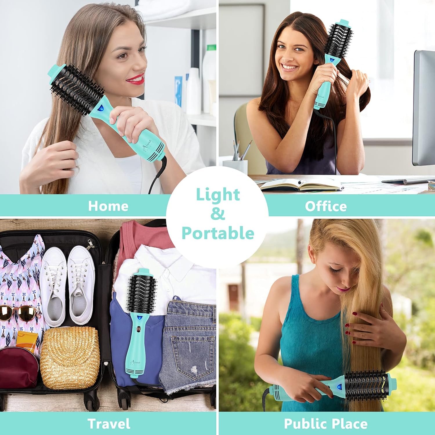Hot Air Brush, Aima Beauty Professional One Step Hair Dryer & Volumizer 4 in 1 Upgrade Anti-Scald Negative Ionic Technology for All Hair Types, Light Green - Image 7