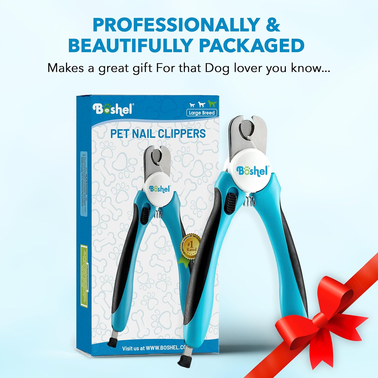 Dog Nail Clippers and Trimmer by Boshel - with Safety Guard to Avoid Over-Cutting Nails & Free Nail File - Razor Sharp Blades - Sturdy Non Slip Handles - for Safe, Professional at Home Grooming - Image 9