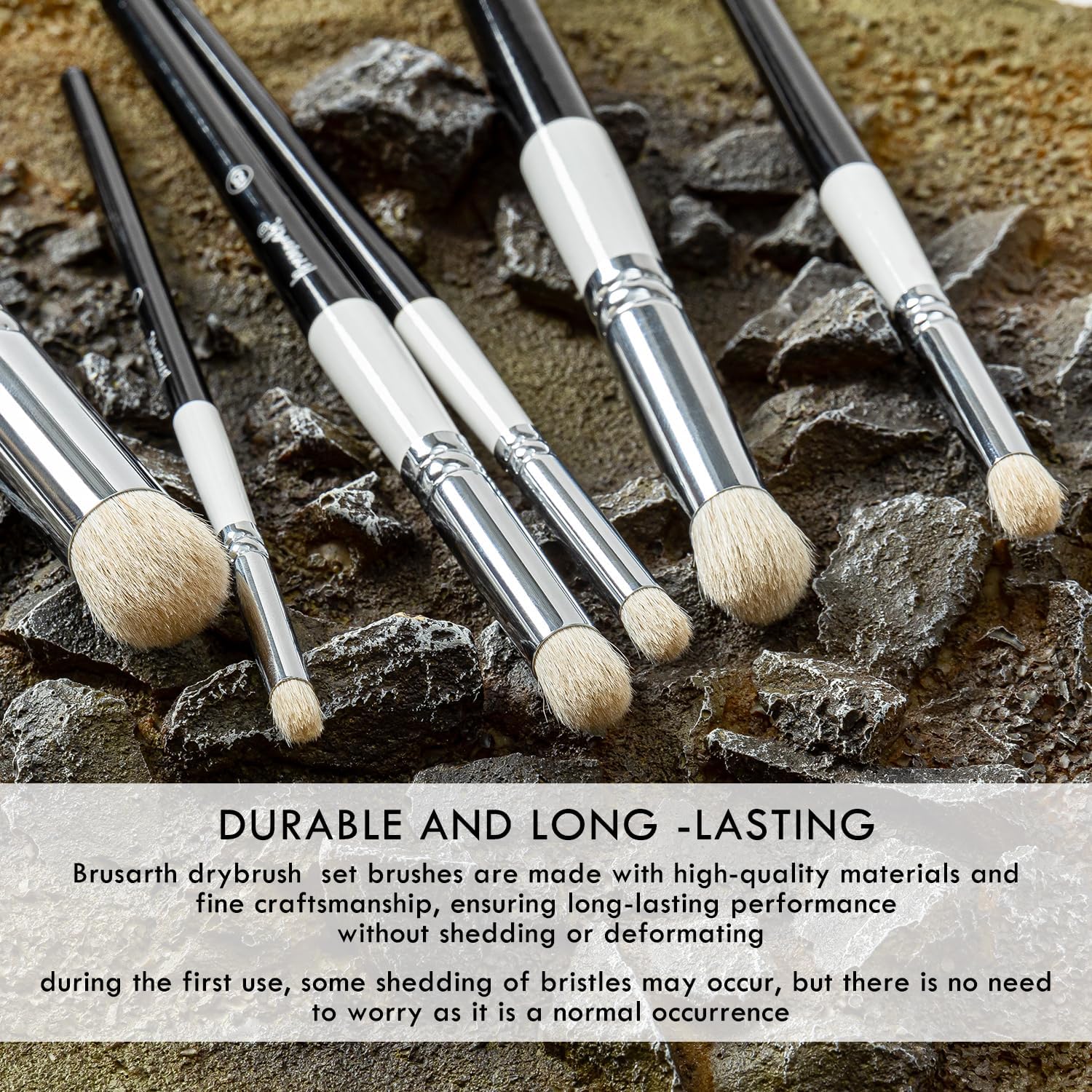 Drybrush Set-Hobby Detail Paint Brush Set, 6 Sizes Goat Hair Acrylic Paint Brushes for Tabletop & Wargames Miniature Watercolor Oil Painting, Model for Beginners & Professional - Image 3