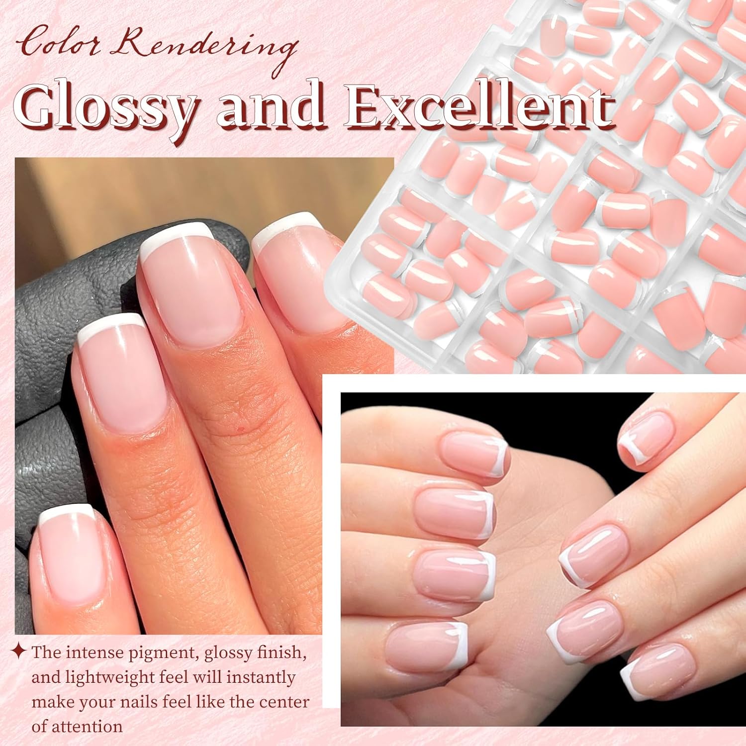White French Tip Press on Nails Short Square Fake Nails, Glossy Square Nails Press on Full Cover Acrylic French Tip Nails Short False Nail Tips 240pcs Glue on Nails - Image 5
