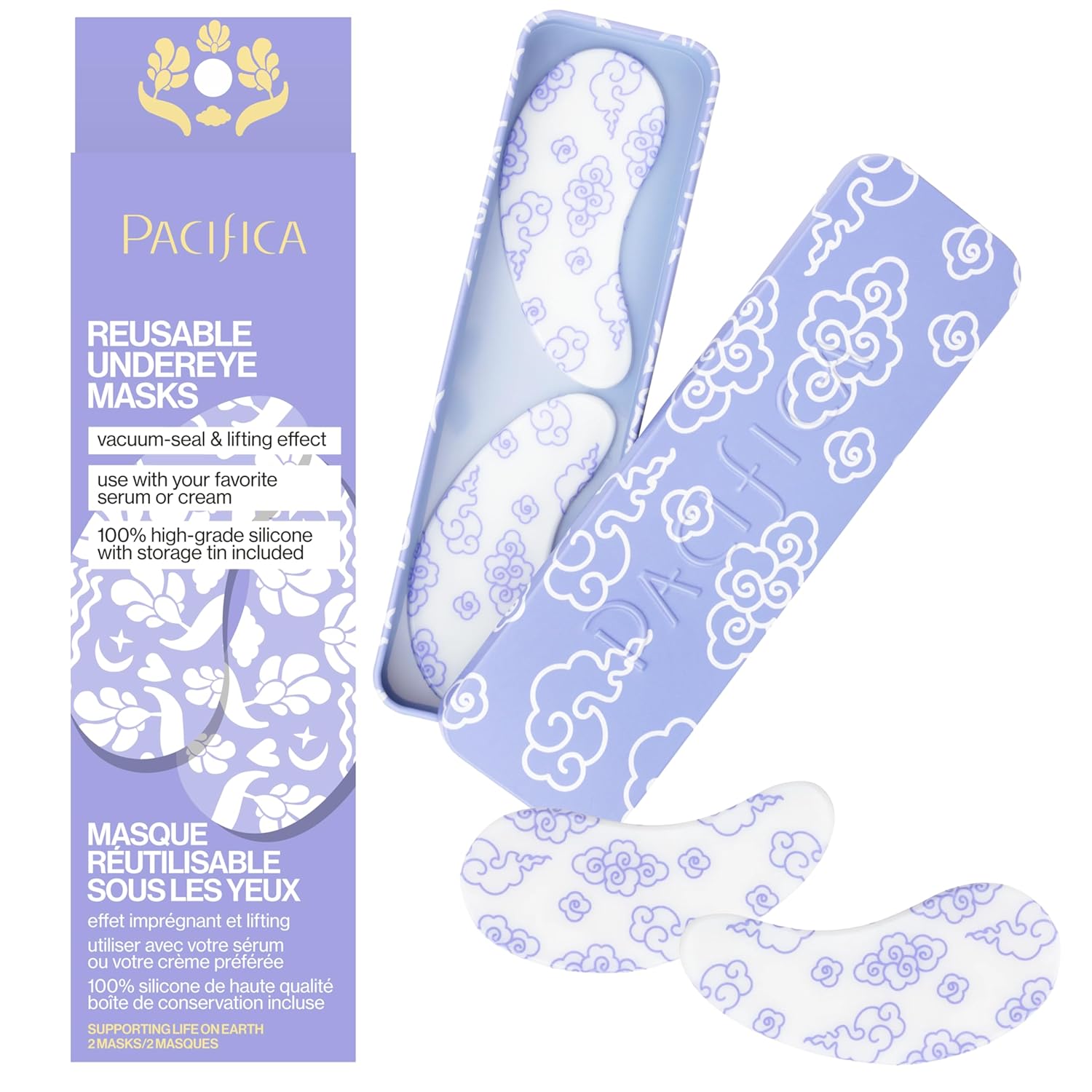 Pacifica Reusable Silicone Under Eye Mask Set for Fine Lines and Dark Circles, 2 Pieces, with Storage Tin - Image 5