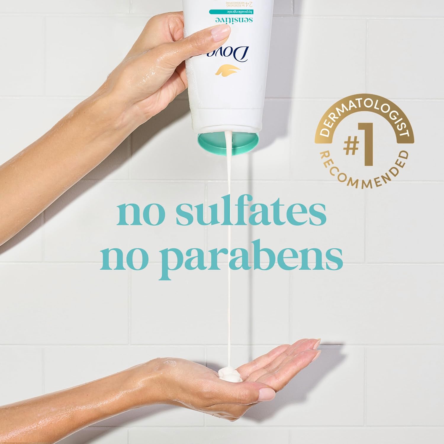 Dove Body Wash with Pump Sensitive Skin For 24hr Lotion-Soft Skin Moisturizing Skin Cleanser Gentle Hypoallergenic Formula with No Sulfates No Parabens 30.6 oz - Image 9