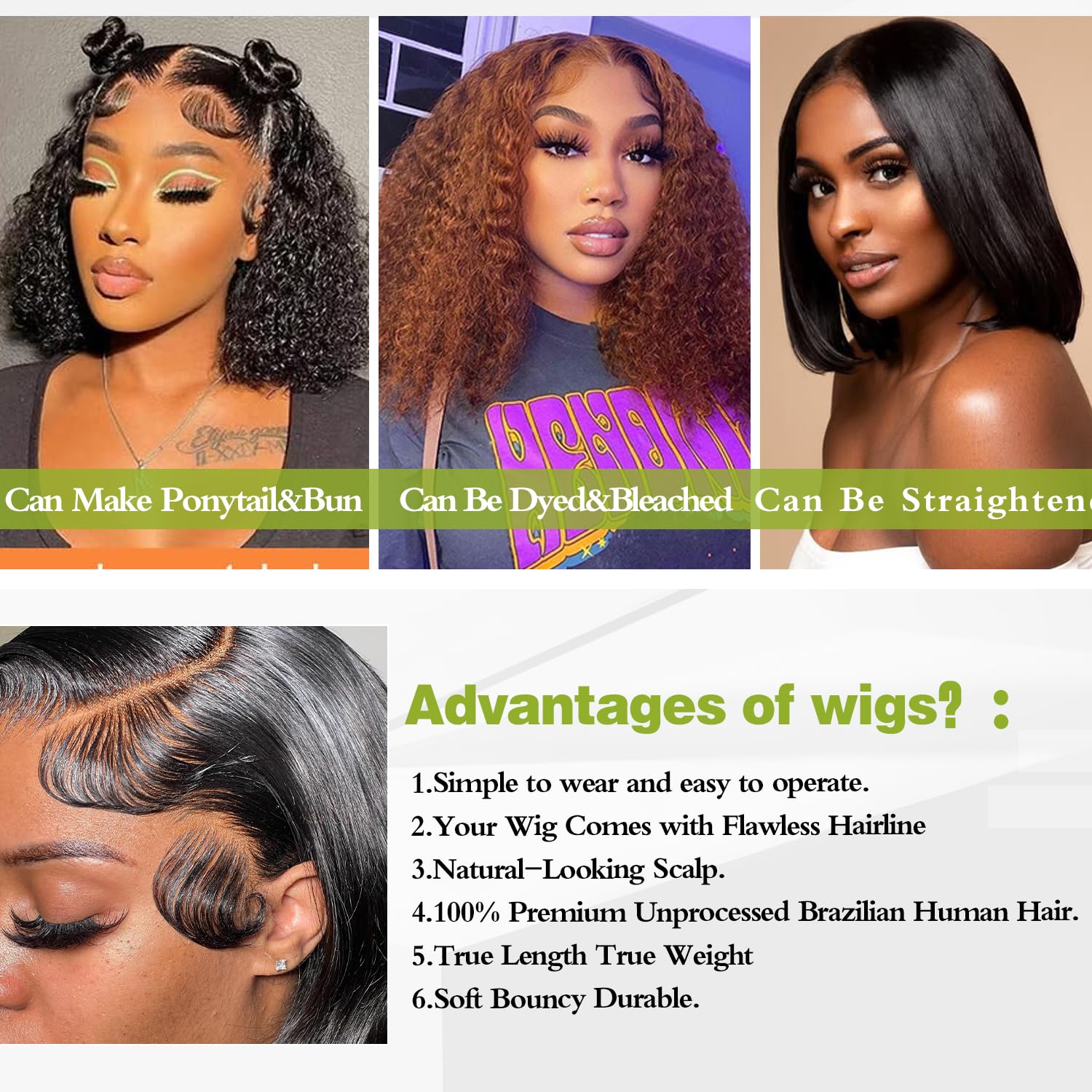 Water Wave 13x4 Hd Lace Front Wigs Human Hair 200% Density Short Curly Bob Wig Human Hair Lace Frontal Wigs for Black Women Deep Wave Pre Plucked Glueless Wig 14 INCH Natural Black - Image 4