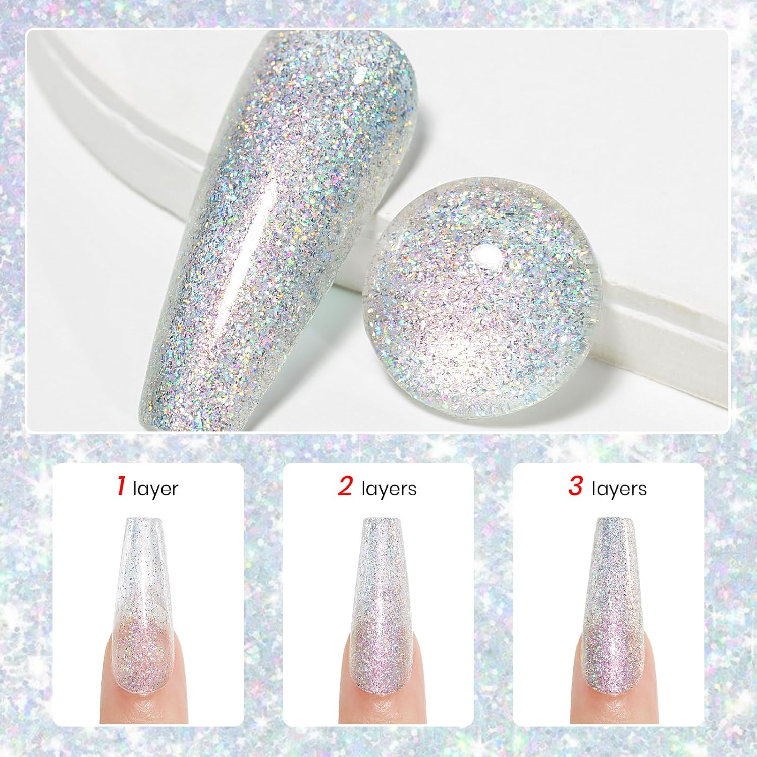 MIZHSE Rainbow Glitter Nail Polish, Quick Dry Iridescent Nail Polish, 15 ml 0.5 fl oz High Glossy Sparkle Shiny Nail Pigment Oil-based Nail Lacquer Nail Art Salon Manicure Home - Image 3