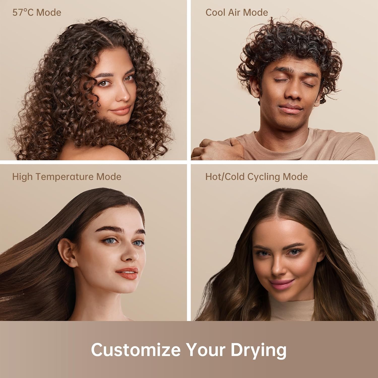 Dreame Glory Hair Dryer – Powerful Fast Drying, High-Speed 110,000 RPM Motor, 300M Anions for Shiny Hair, 4 Temp Settings, Ultra Lightweight, Quiet, Portable & Compact for Home & Travel, White - Image 3