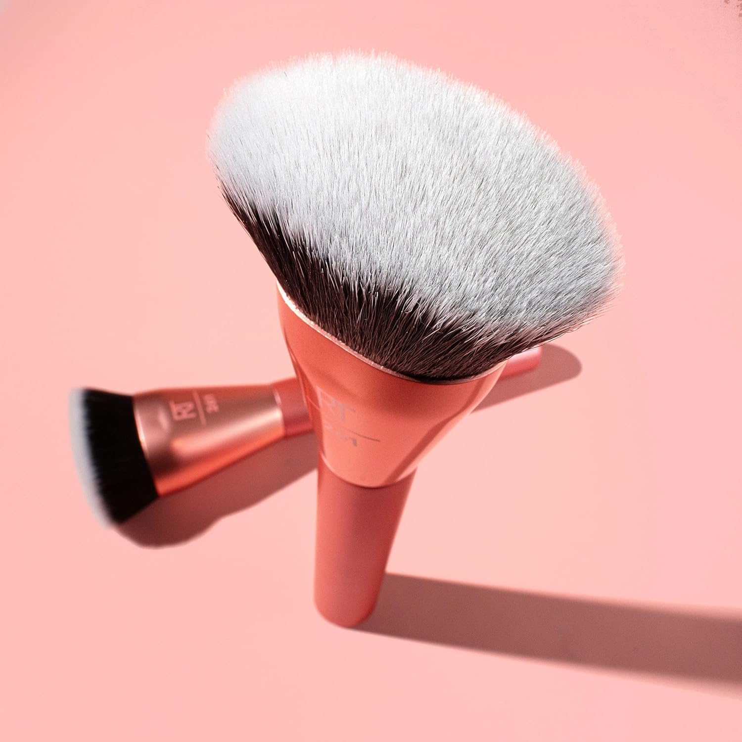 Real Techniques Snatch + Sculpt Contour Makeup Brush, For Liquid & Cream Contour & Bronzer, Flat Top & Oval Head For Blending & Buffing, Dense, Synthetic Bristles, Vegan & Cruelty Free, 1 Count - Image 8