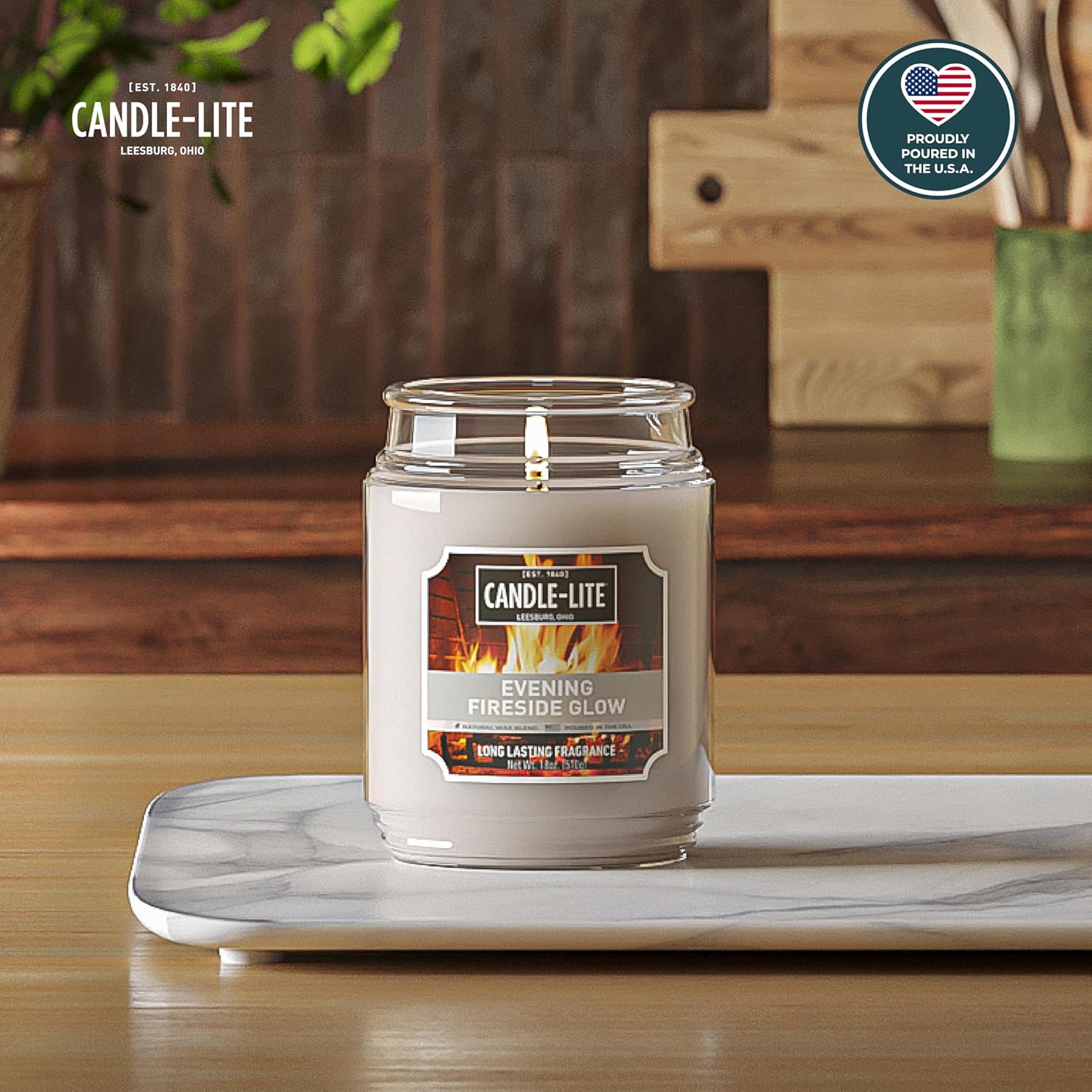 CANDLE-LITE Scented Evening Fireside Glow Fragrance, One 18 oz. Single-Wick Aromatherapy Candle with 110 Hours of Burn Time, Off-White Color, Jar (Individual Box) - Image 2