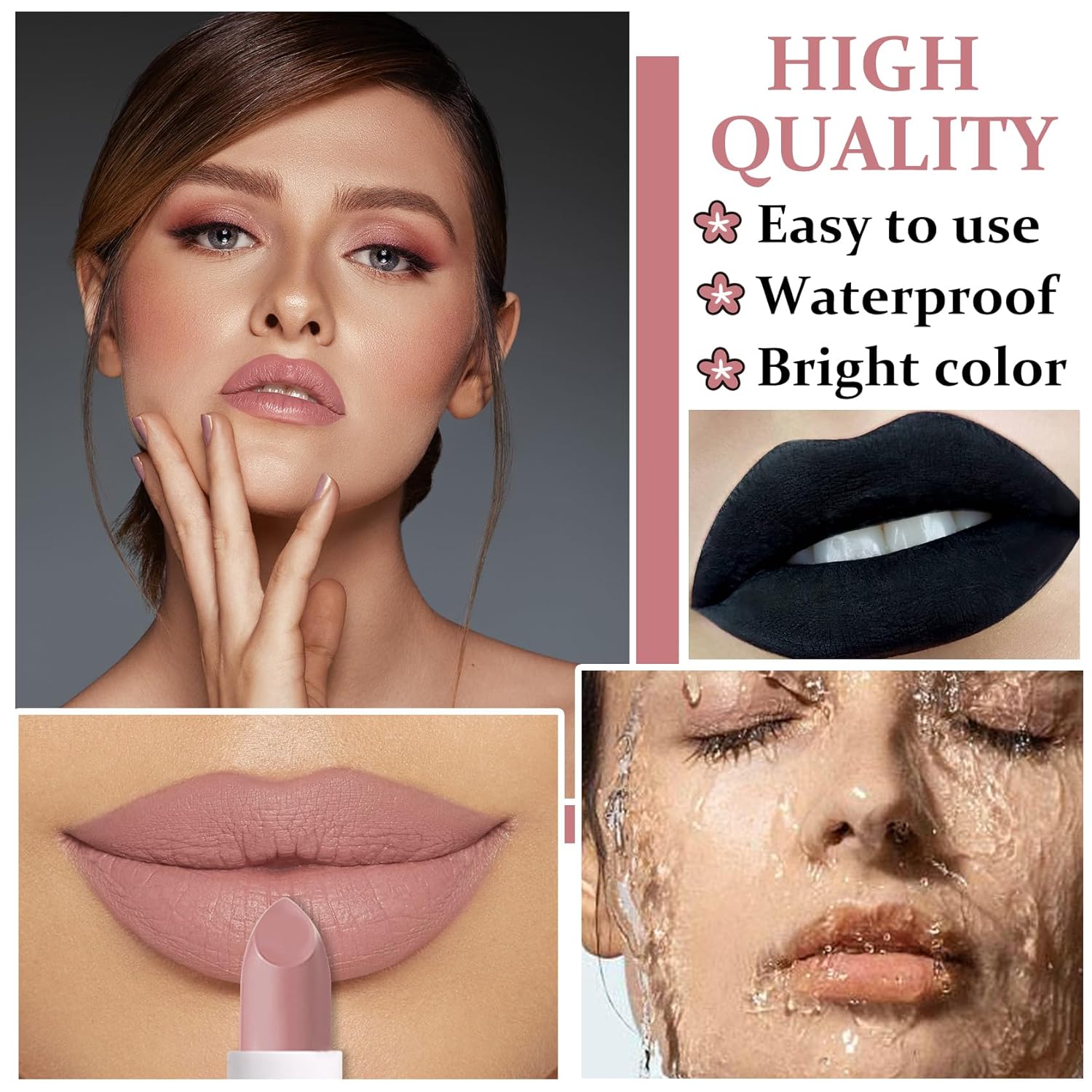 Matte Nude Lipstick Lip Gloss Non-Stick Cup Velvet Lip Stain Long Lasting Matte Lipstick for Women Lip Makeup-03 Light Pink - Image 4