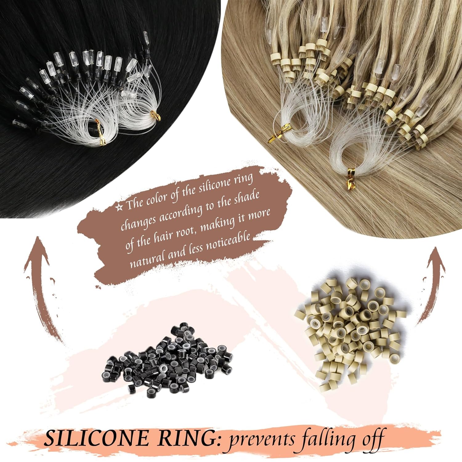 Sunny Hair 18 Inch Medium Ash Blonde Ombre Micro Link Human Hair Extensions 50g - Image 4