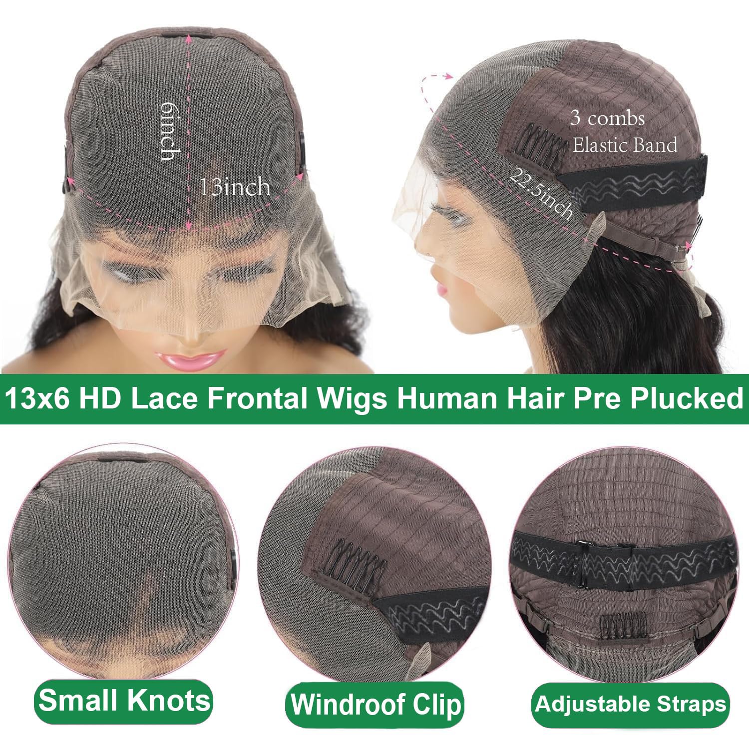 Body Wave 13x6 HD Lace Front Wigs Human Hair 200% Density Bob Wig Human Hair Pre Plucked Short Bob Wigs for Black Women Glueless Frontal Wig Human Hair Natural Black Loose Wavy 14 inch Bob Wig - Image 2