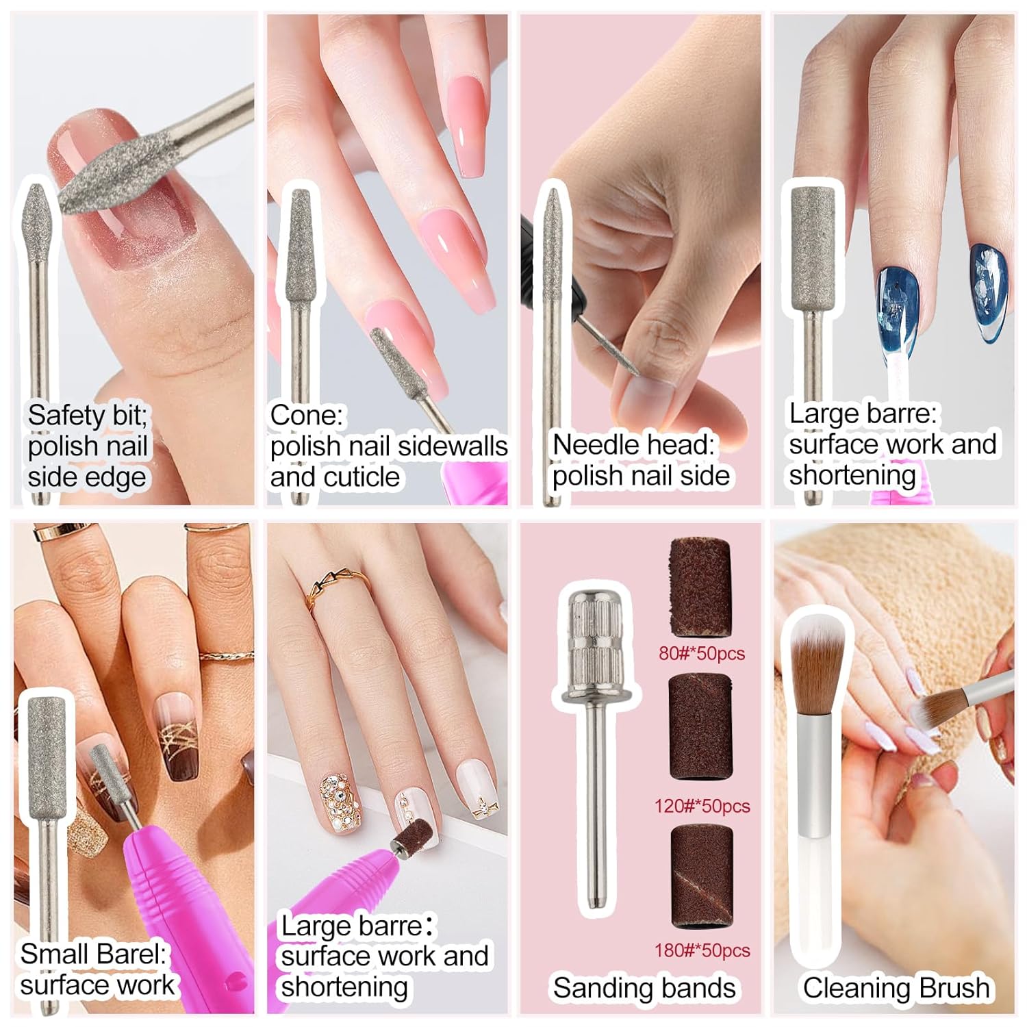 Professional Electric Nail Drill Kit for Manicure Pedicure, 156 Sanding Bands Included - Image 5