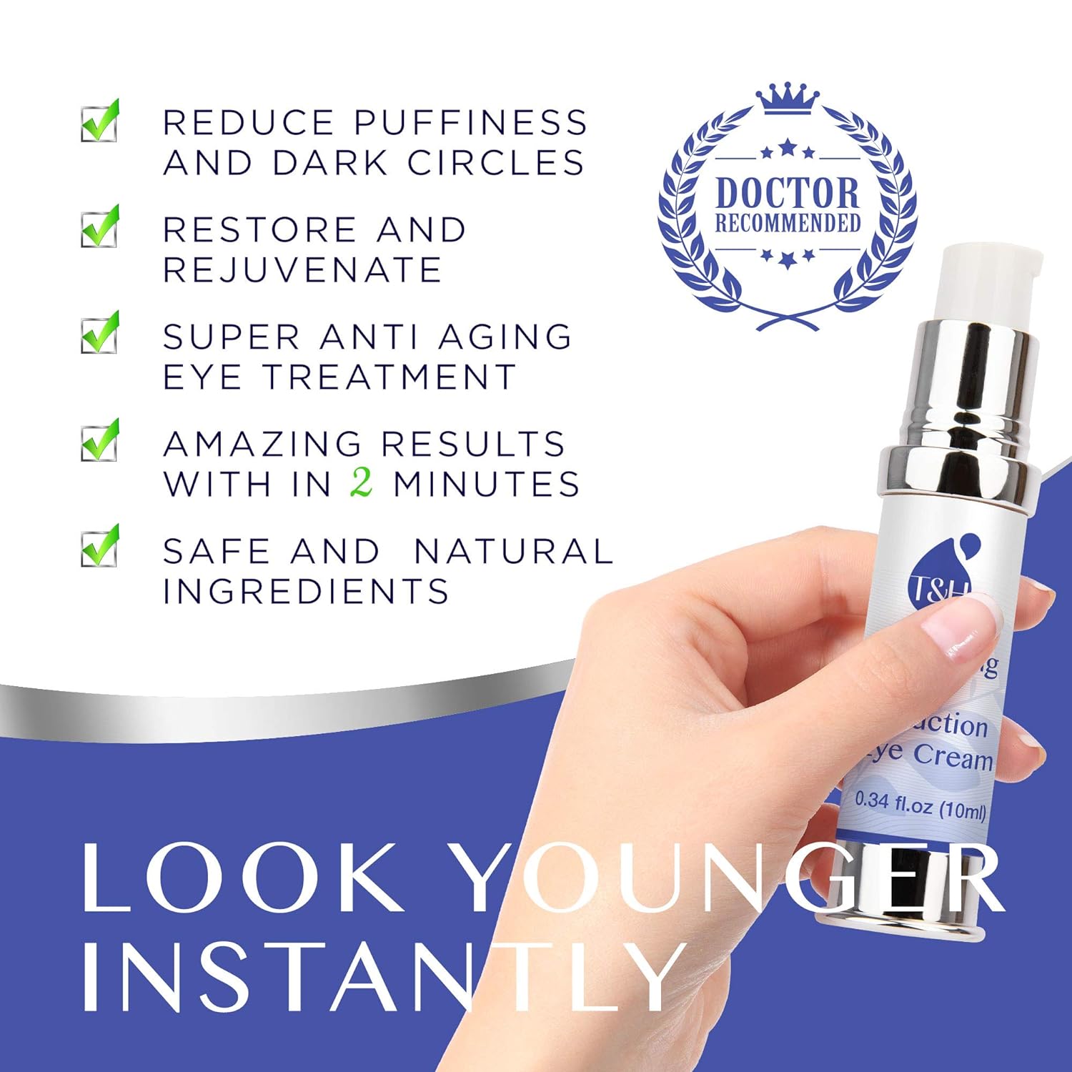 TEREZ & HONOR Fast-Acting Under-Eye Cream, 0.34 fl. oz, Reduces Wrinkles and Dark Circles - Image 2