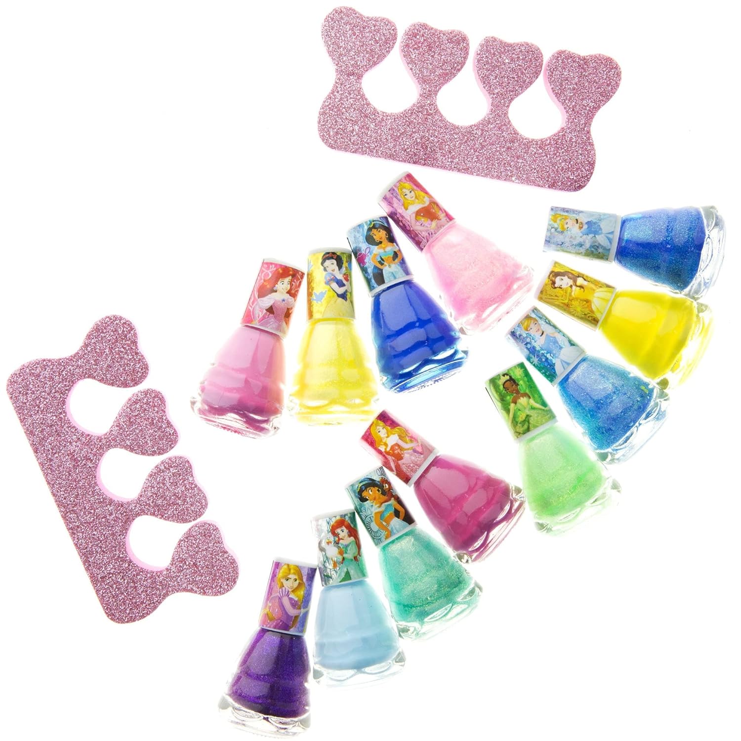 Townley Girl Disney Princess Non-Toxic Water-Based Peel-Off Quick Dry Nail Polish with Nail Separators|Gift Kit Set for Kids Girls|14 Pc Set - Perfect for Parties, Sleepovers and Makeovers - Image 7