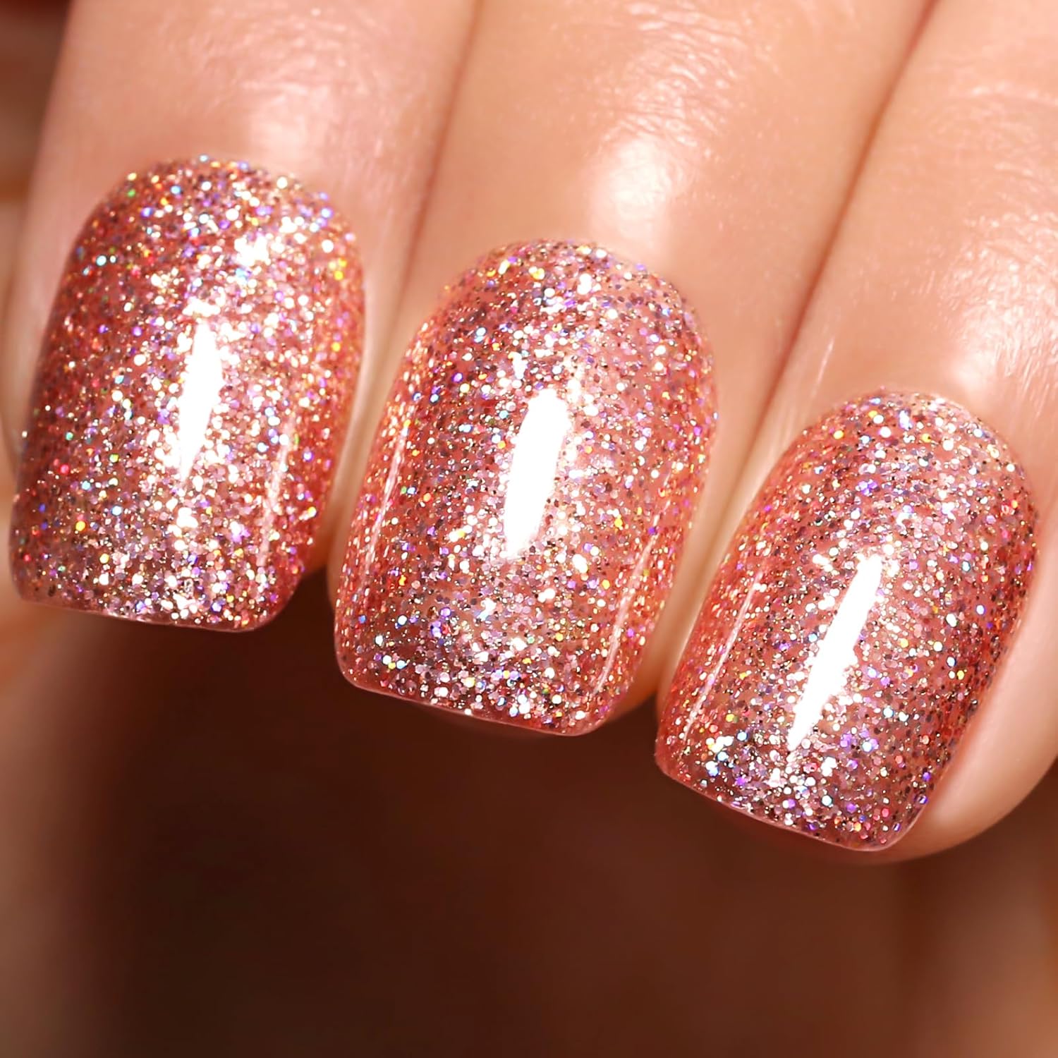 Glitter Rose Gold Gel Nail Polish, 1 Pcs 16ml Sparkly Rose Gold Soak Off UV/LED Gel Polish Manicure Salon DIY at Home