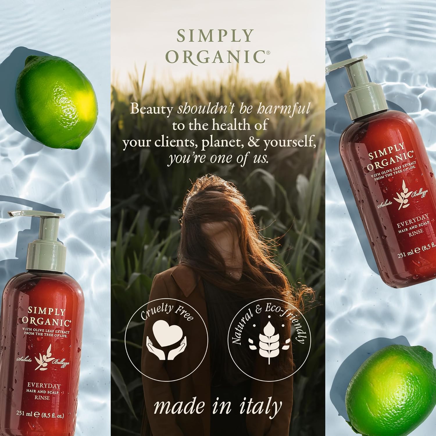 Hair & Scalp Rinse Daily Conditioner, Made in Italy, All Natural Cruelty Free Hair Care for Women & Men, Organic Olive Oil, Jojoba Oil, Spruce Tree Extract, 251ml/8.5floz, EVERYDAY - Image 7