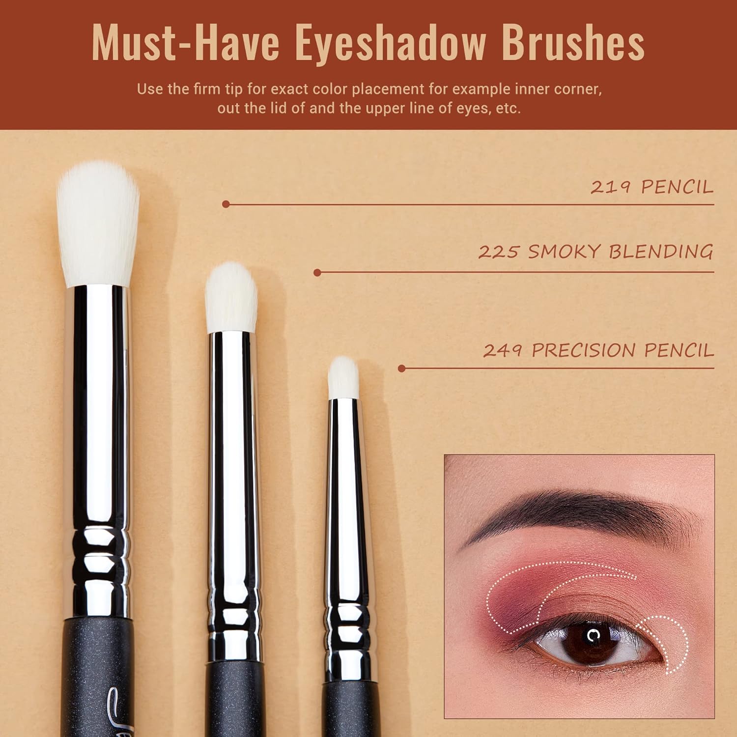 Jessup Eyeshadow Brush Set 11pcs Eye Makeup Brushes Set Professional Eye Shadow Brush Blending Brush Shader Crease Brush Black T340 - Image 4