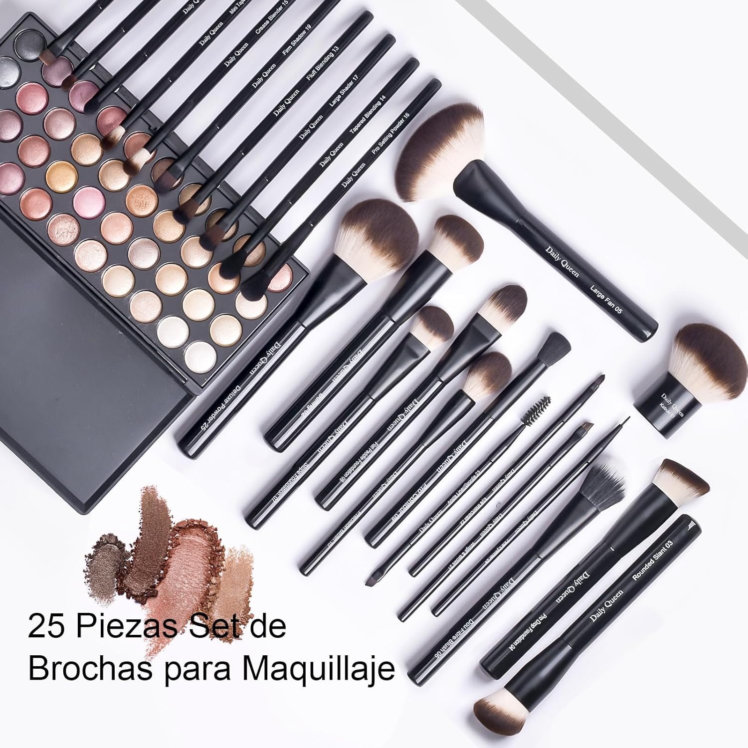 25 pcs Makeup Brush Set Holder Black Professional Kabuki Powder Concealers Eye shadows Blush Eyeliner Eyebrow Contour Eye blending Brushes (25pcs brush with box) - Image 4