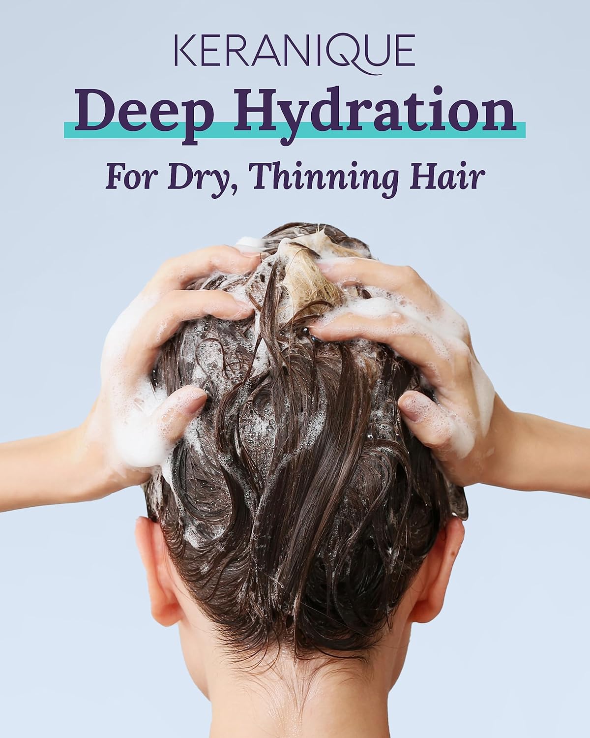 Keranique Hydrating Shampoo and Conditioner Set - Deep Hydration Hair Shampoo and Conditioner for Repairing Natural Moisture with Keratin - Sulfate-Free Intense Hydrator for Dry, Thin, Damaged Hair - Image 2
