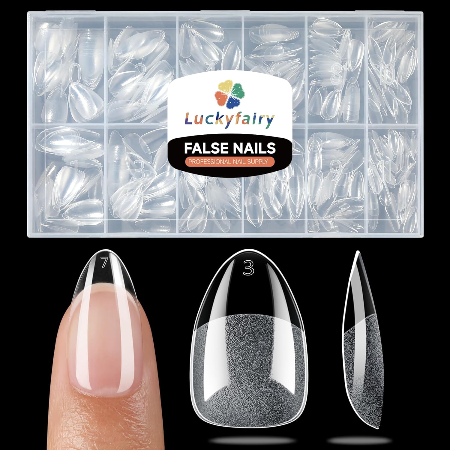 Short Almond Fake Nails, 504pcs Soft Gel Pre-Shaped Acrylic Nail Tips, Half Matte Full Cover Clear Gelly Press on Flase Nail Tips for Extension Nail Manicure Home DIY 12 Sizes Gelly Tips