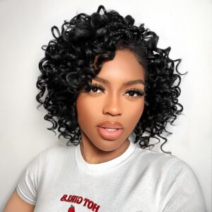 7 Packs Gogo Curl Crochet Hair for Women 8 Inch Pre-Twisted Curly Crochet Hair Pre Looped Deep Ocean Water Wave Beach Curl Crochet Braids Synthetic Braiding Hair Extensions (8 Inch, 1B)