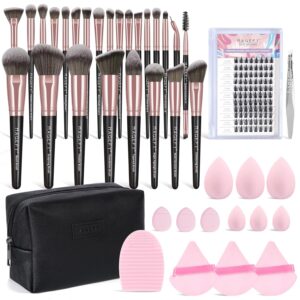 MAGEFY Makeup Brush Set 40 Pcs Makeup Tool Set Premium Synthetic Foundation Powder Concealers Eye shadows Blush Makeup Brushes(Black)