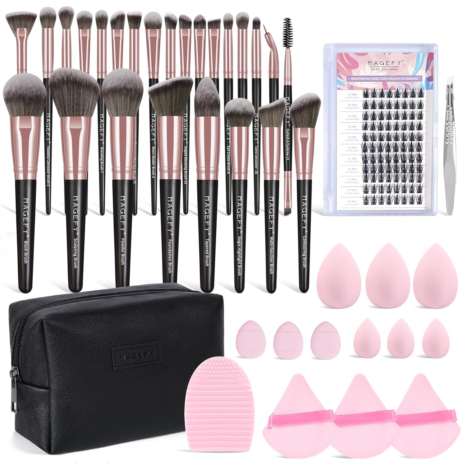 MAGEFY Makeup Brush Set 40 Pcs Makeup Tool Set Premium Synthetic Foundation Powder Concealers Eye shadows Blush Makeup Brushes(Black)