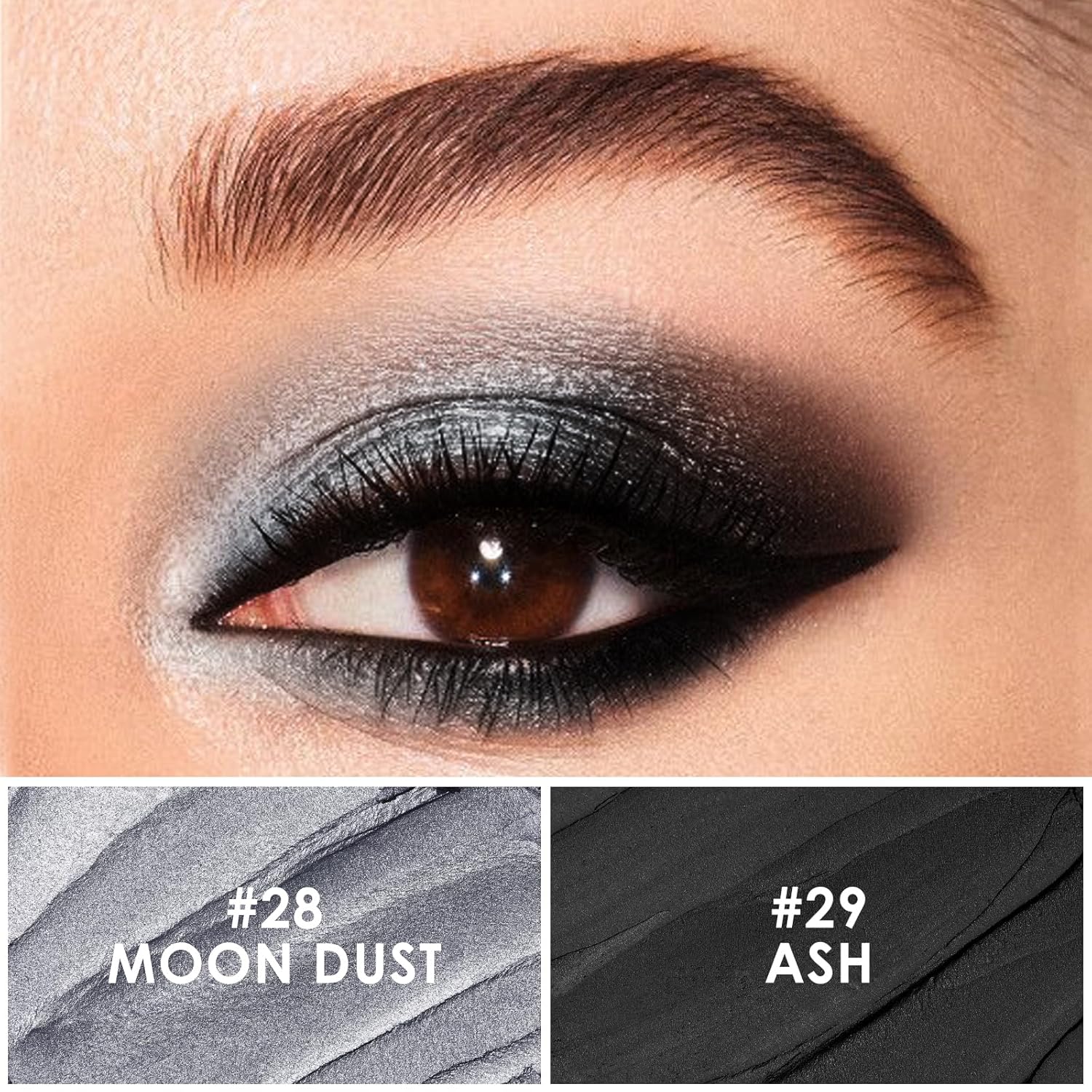 FOCALLURE 2 Pcs Cream Eyeshadow Stick,Brightener Eyeshadow Pencil Crayon,Highlighter Eye Shadow Stick Sets with Crease-proof Formula,Long Lasting Waterproof Eye Shadow Make Up,Smoky-night - Image 2