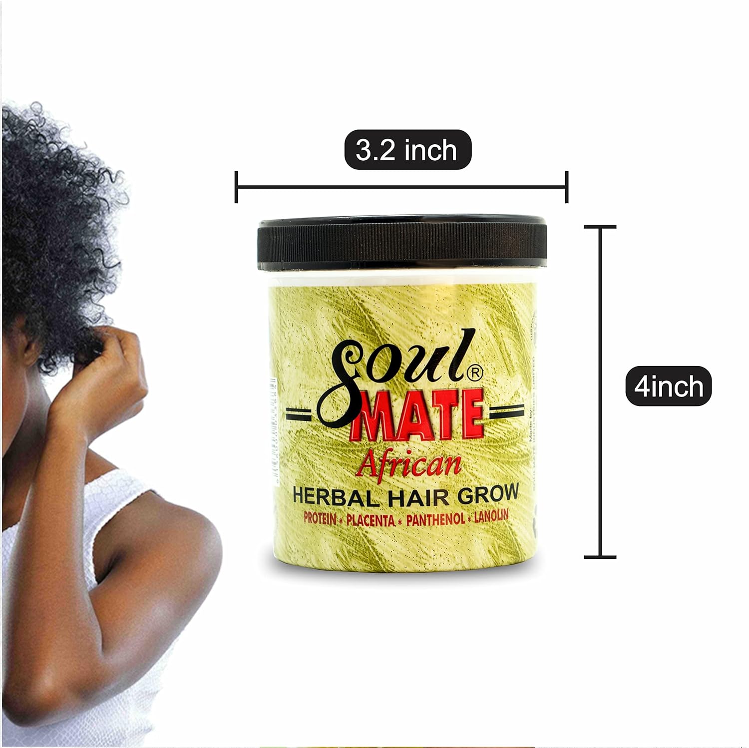 Soulmate African Herbal Hair Grow Cream 12.5 oz | Moisturizing Cream with Jojoba Oil for Smooth & Shiny Hair | Pure Remedy for Scalp Thinning, & Breakage | Natural Conditioner for All Hair Types - Image 6