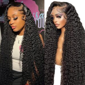 34 Inch 13x6 Lace Front Wigs Human Hair Water Wave Hd Lace Frontal Wigs Human Hair Wet And Wavy Pre Plucked With Baby Hair 200 Density Natural Color