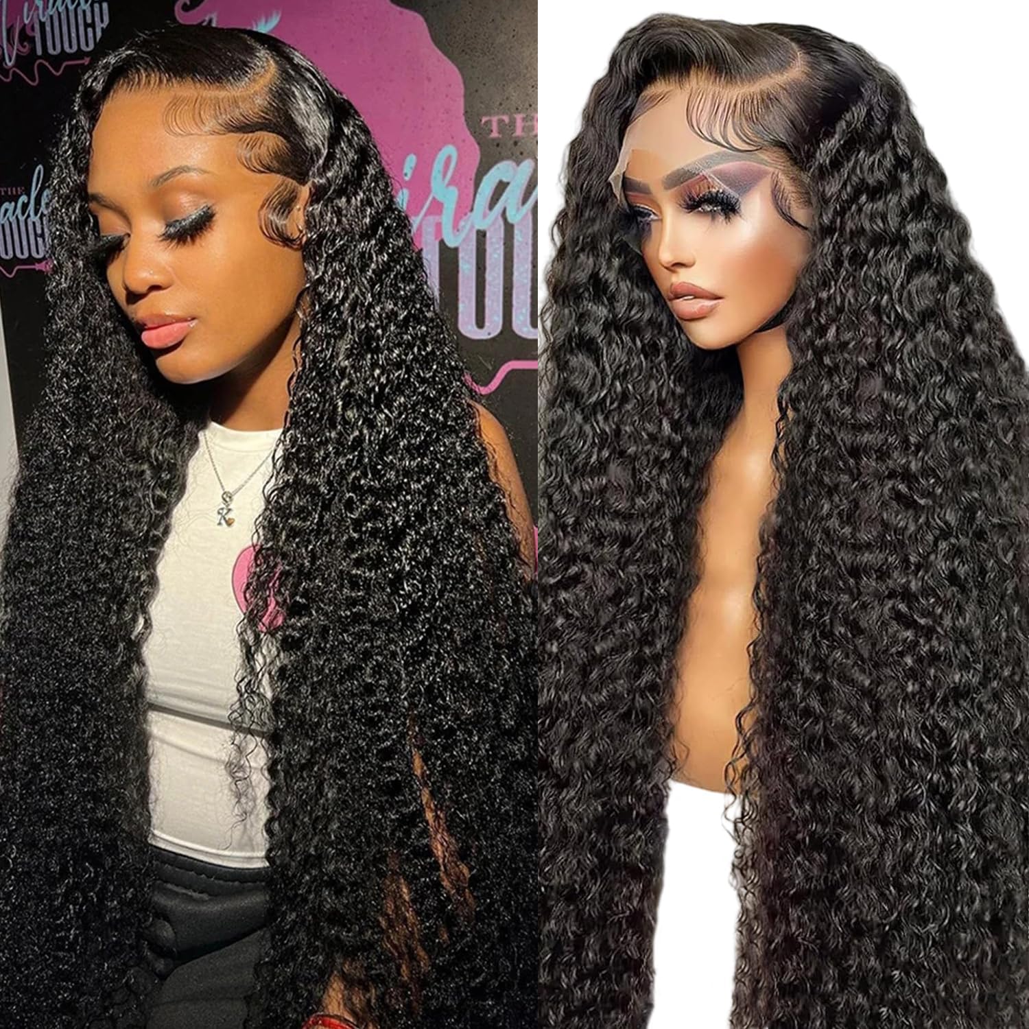 34 Inch 13x6 Lace Front Wigs Human Hair Water Wave Hd Lace Frontal Wigs Human Hair Wet And Wavy Pre Plucked With Baby Hair 200 Density Natural Color