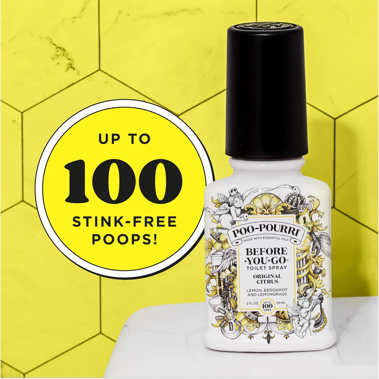 Poo-Pourri Original Citrus 2oz Before-You-Go Toilet Spray 2 Pack - Instantly Trap Bathroom Odor - Plant Based Ingredients & Essential Oils - No synthetic fragrance - Lemon, Bergamot & Lemongrass Scent - Image 8