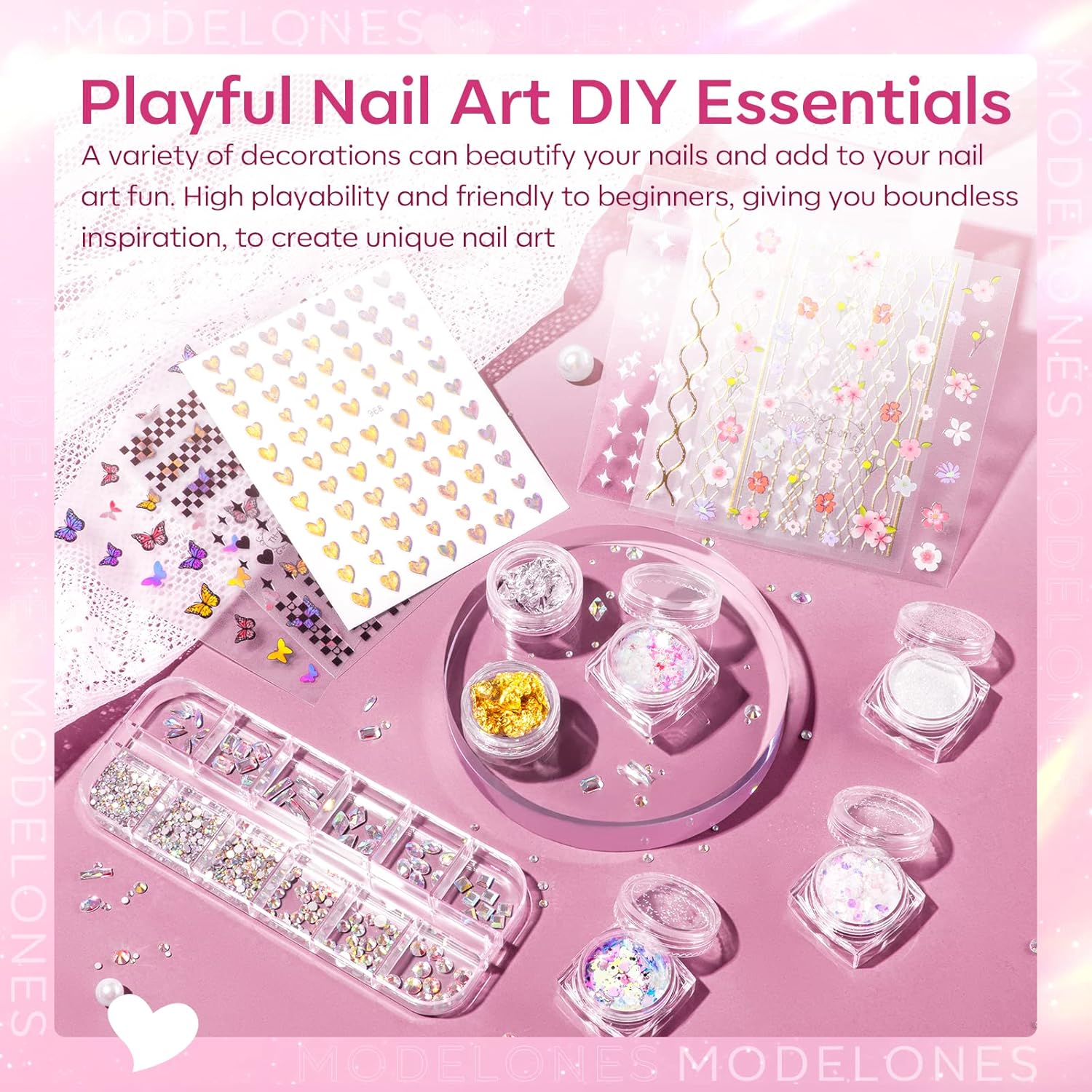 Modelones Poly Nail Gel Kit 8 Rosy Pink Colors with 48W U V/LED Lamp Poly Extension Gel Complete Nail Art Tools Professional Starter Manicure Kit Supplies Rhinestone Glitters Beauty Gift DIY at Home - Image 8