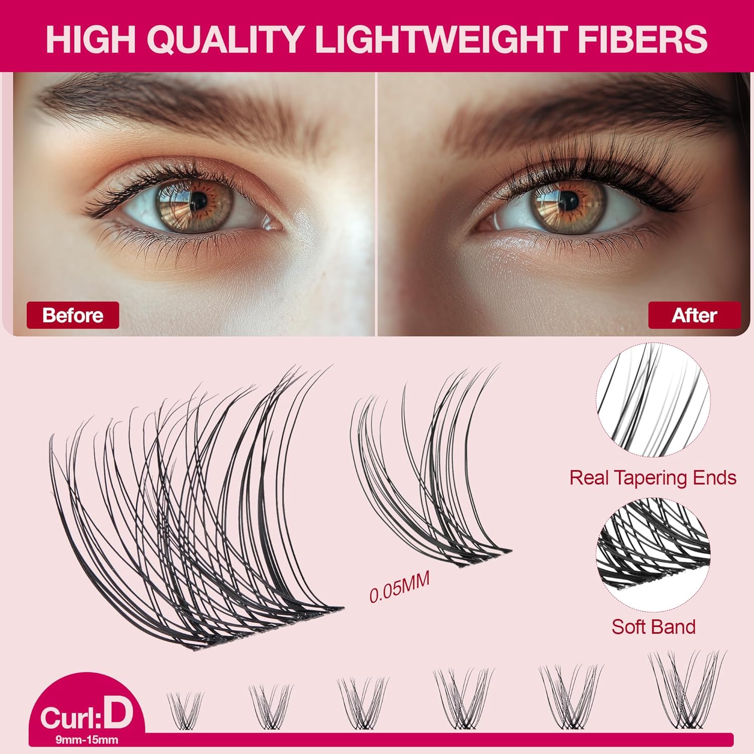 Lash Clusters Kit with Bond Seal Eyelid Wipes Brush and Bag Set - Image 6