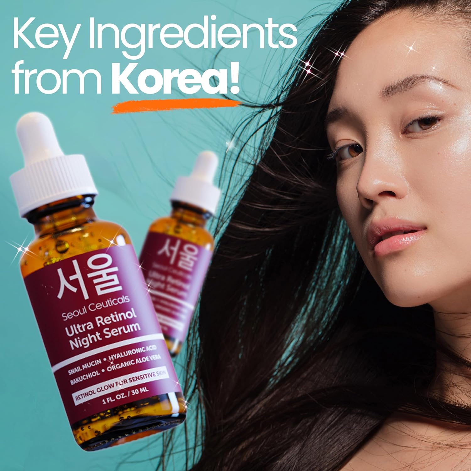 SeoulCeuticals 1% Korean Retinol Night Serum for Face - 97.5% Snail Mucin + Hyaluronic Acid + Bakuchiol, Cruelty Free K Beauty for Sensitive Skin 1oz - Image 7