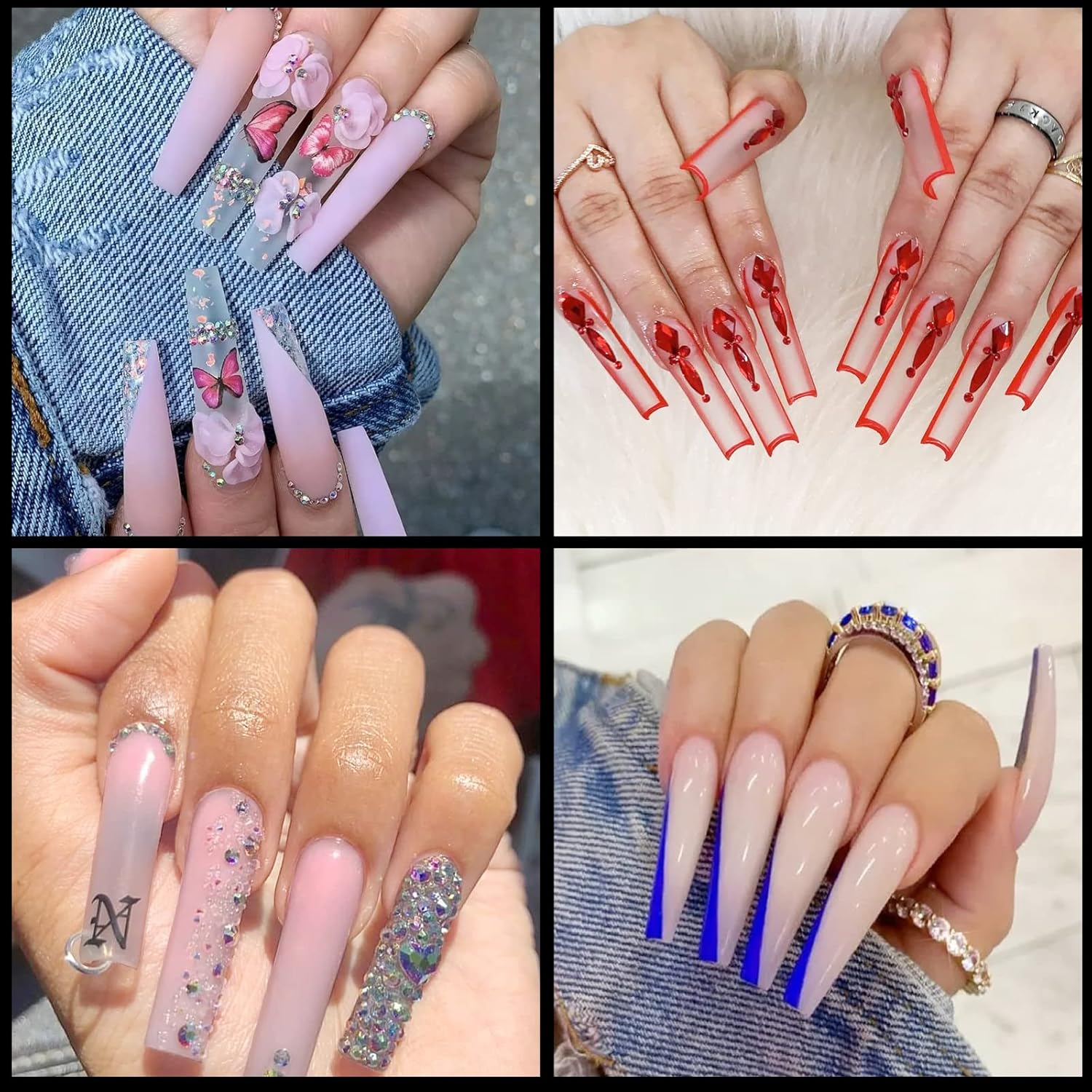 504 Pieces Clear Extra Long Square Acrylic Nail Tips, Full Cover Tapered Design - Image 8