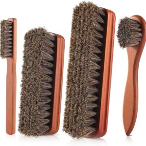4 Pcs Shoe Brush, Boot Brush, Horse Hair Brush for Leather, Shoe Polish Brush, Professional Leather Shoe Care Brushes, Horsehair Shoe Shine Brush Cleaning Brush Care Clean Dauber Applicators